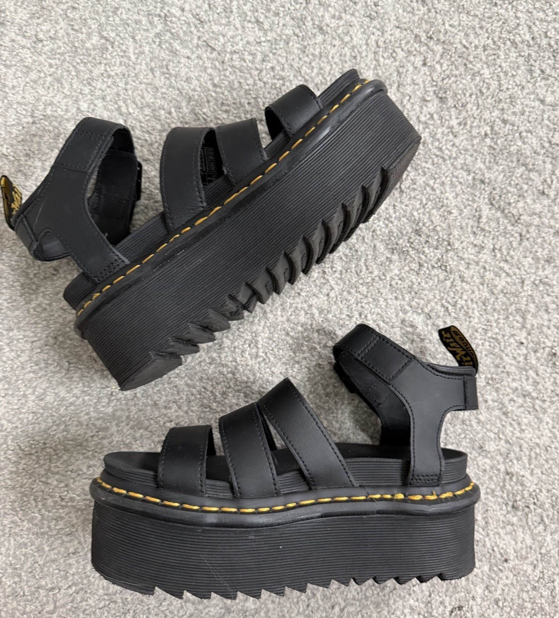 Dr. Martens Blaire Quad Black Platform Strappy Sandals size 5