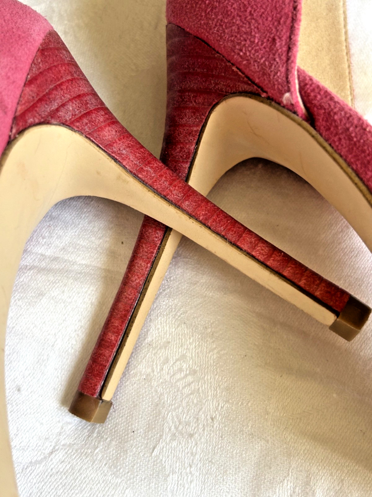 NINE WEST Fuchsia Pink Leather Strapped Heels Sandal Stiletto Heel Womens 11M