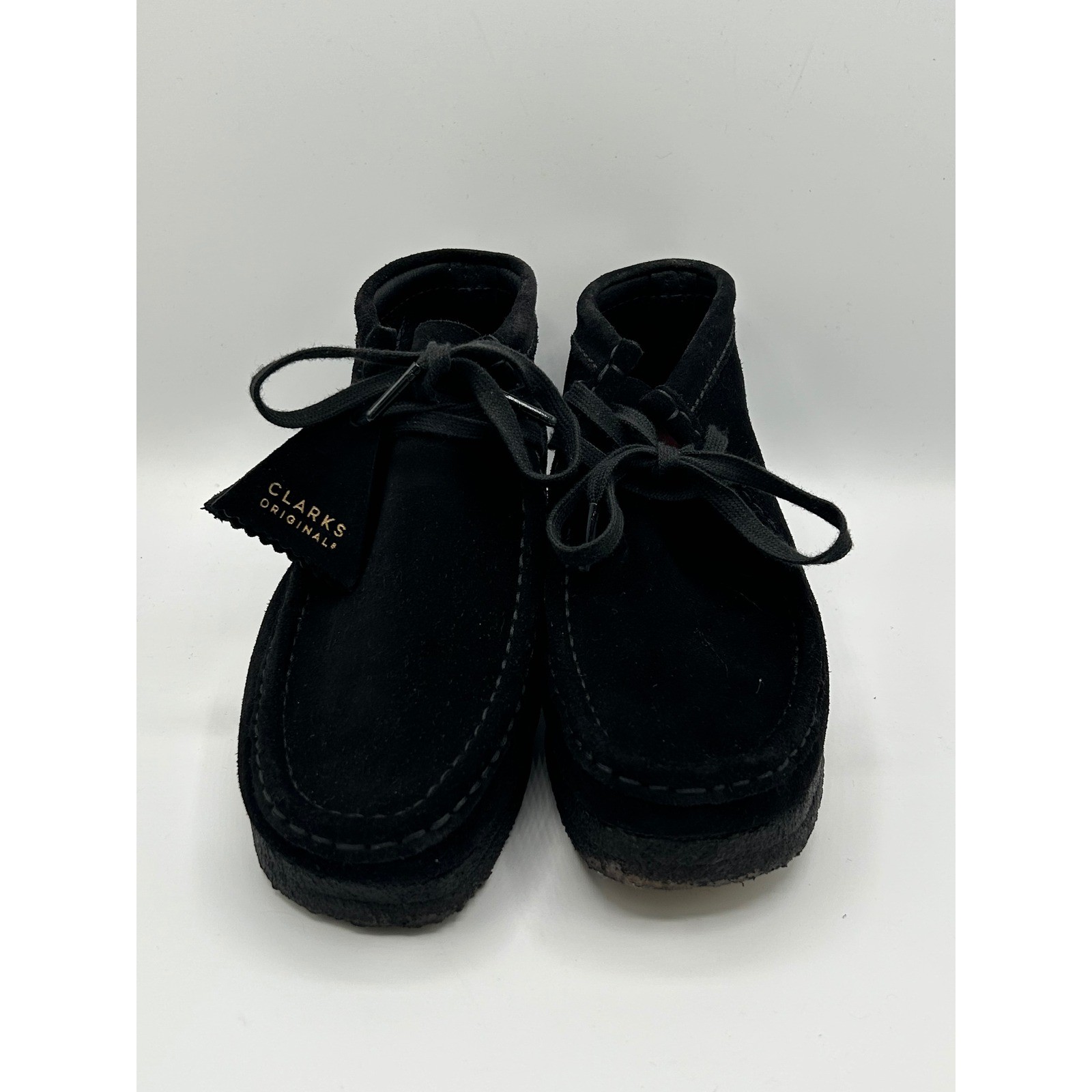 Clarks Originals Wallabee Boot Black Suede Moccasin Women Sz 7.5M 261555224050