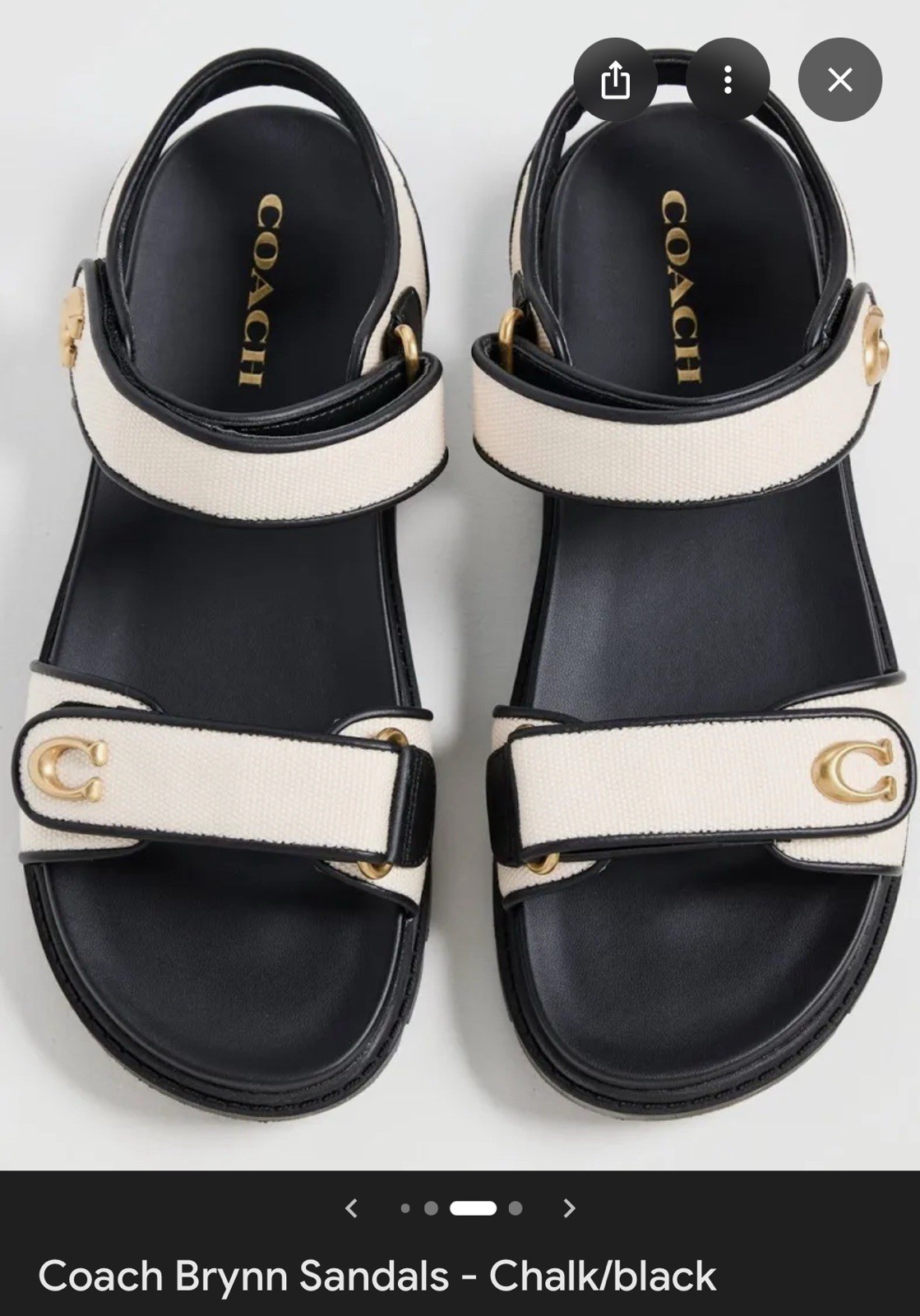Coach Women’s Size 5 Brynn Sandals Chalk /Black.