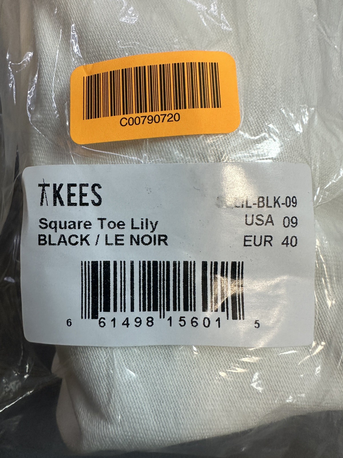 New TKEES Square Toe Lily Women’s Black Leather Thong Sandals/Flip Flops – US 9