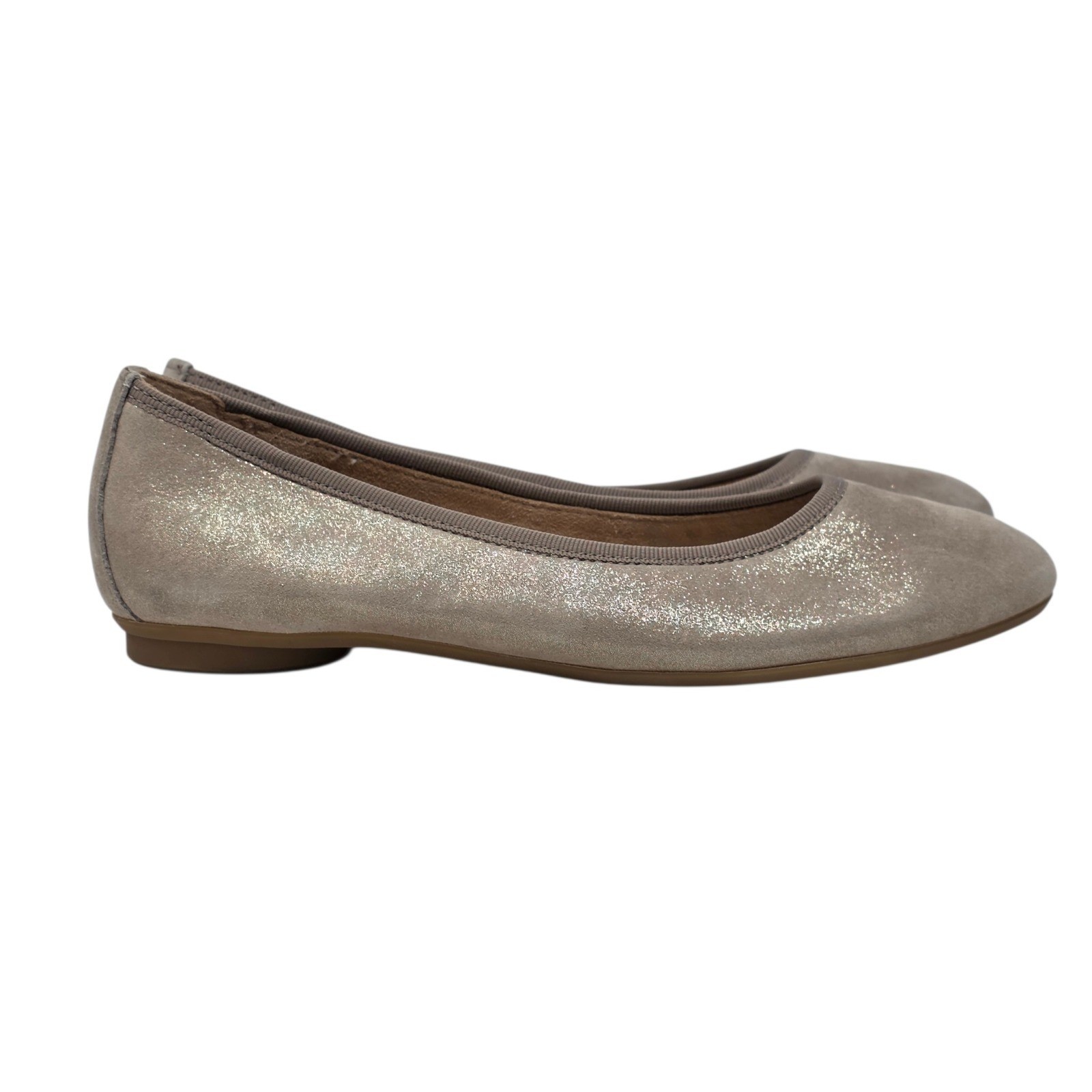 Paul Green Taupe Metallic Suede Ballerina Flats Made in Austria Size 6.5 US $395