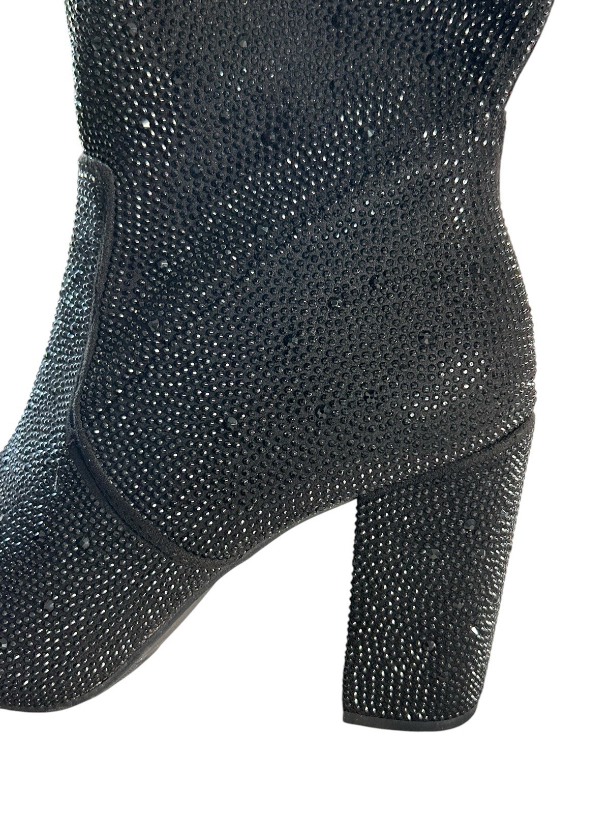 Torrid Black Sparkly Strappy Stretch Embellished Booties Boots, Women 8.5 W Wide