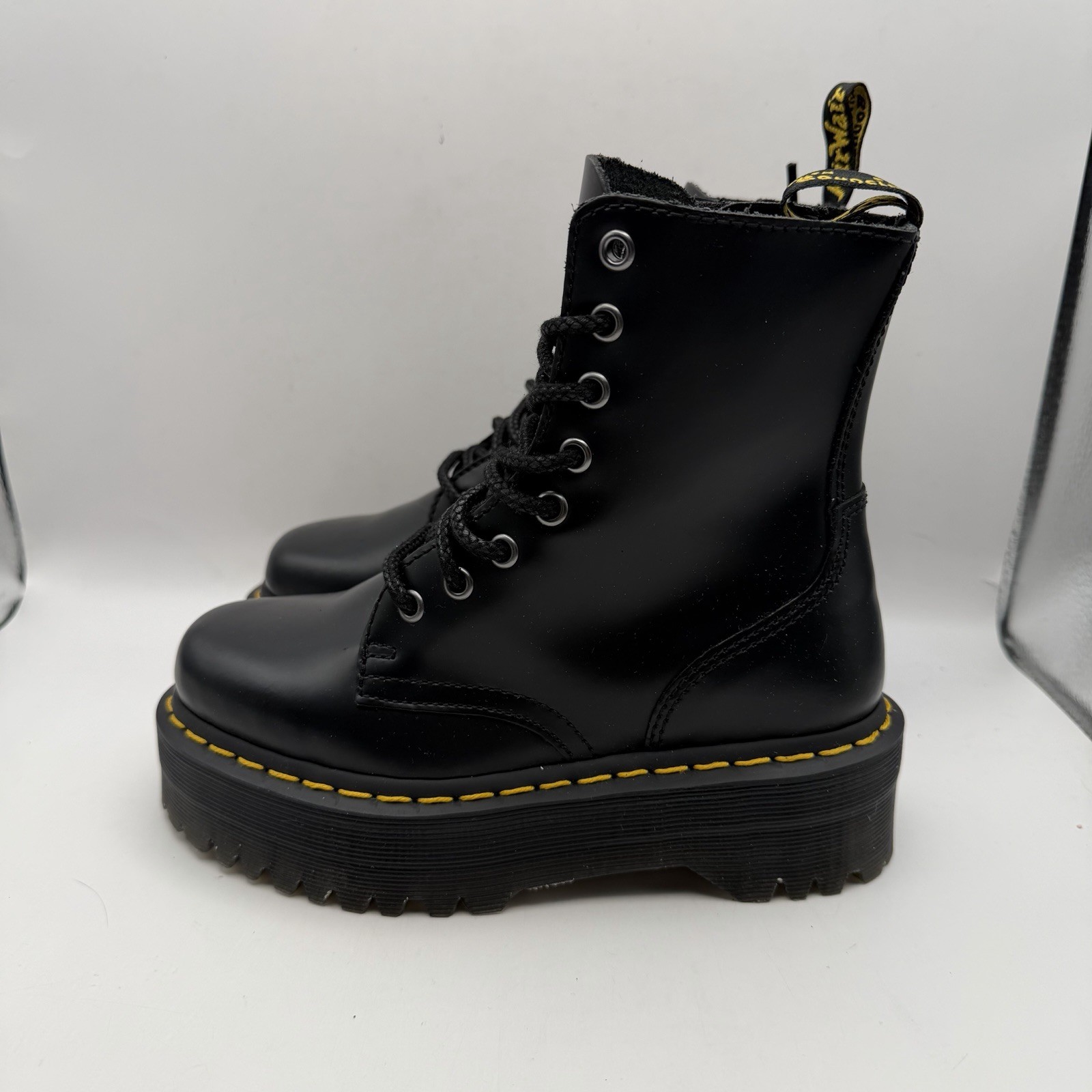 Dr. Martens Jadon Platform Leather Women’s Boot – Black Polished Smooth, Size: 5