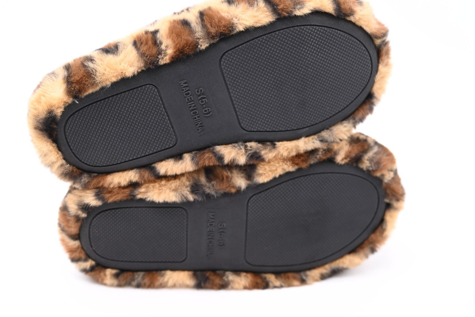 NEW BP. Sophie Faux Fur Slippers Leopard Size 5-6 Hard Bottom Fluffy Cozy