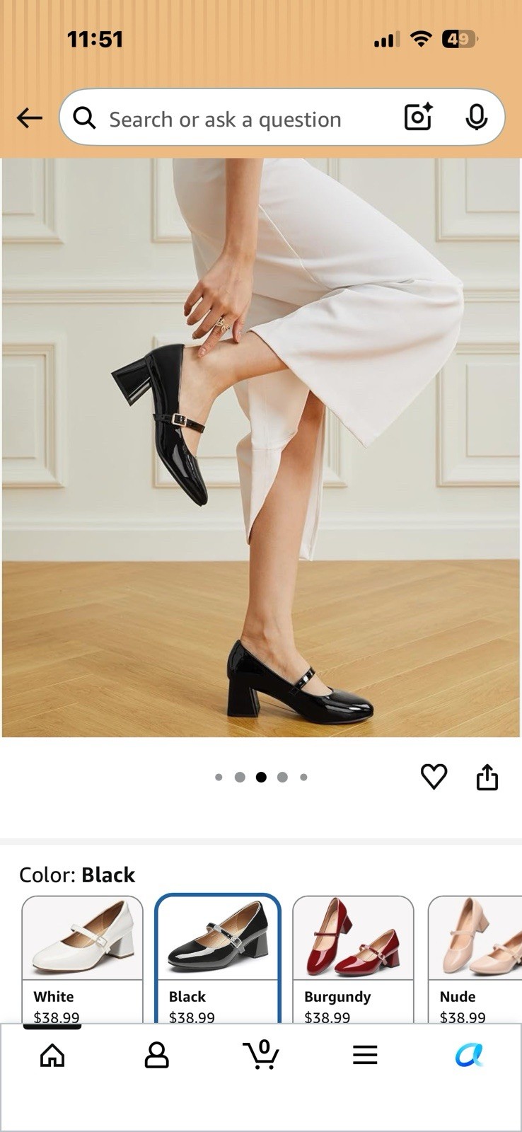 Trary Black Patent Leather Mary Jane’s 8.5 With A 2.5 Inch Heel