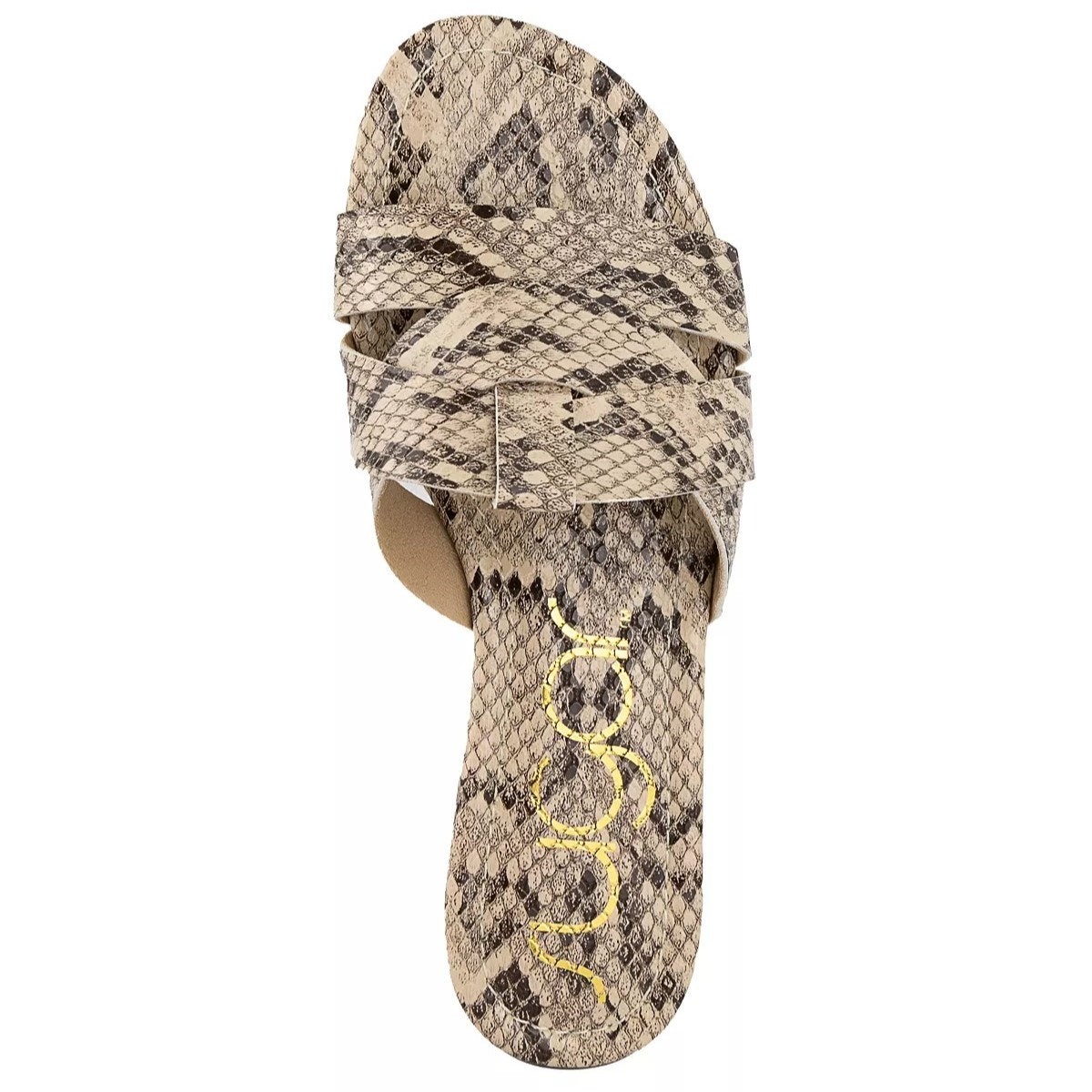 Sugar Women Praise Embossed Slide Sandals Size US 8.5M Natural Snake Print