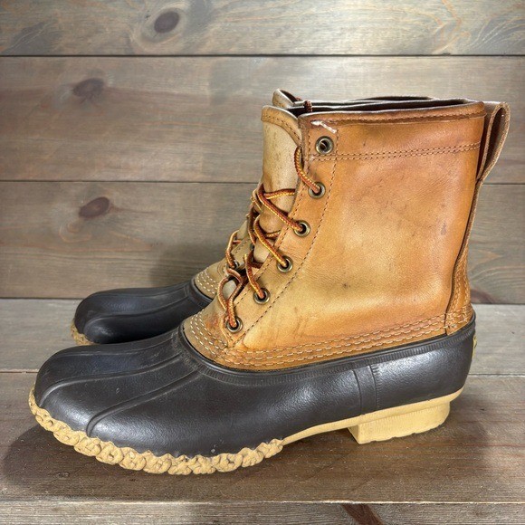 Ll bean duck boots womens size 10 shoes brown waterproof insulated snow hunting