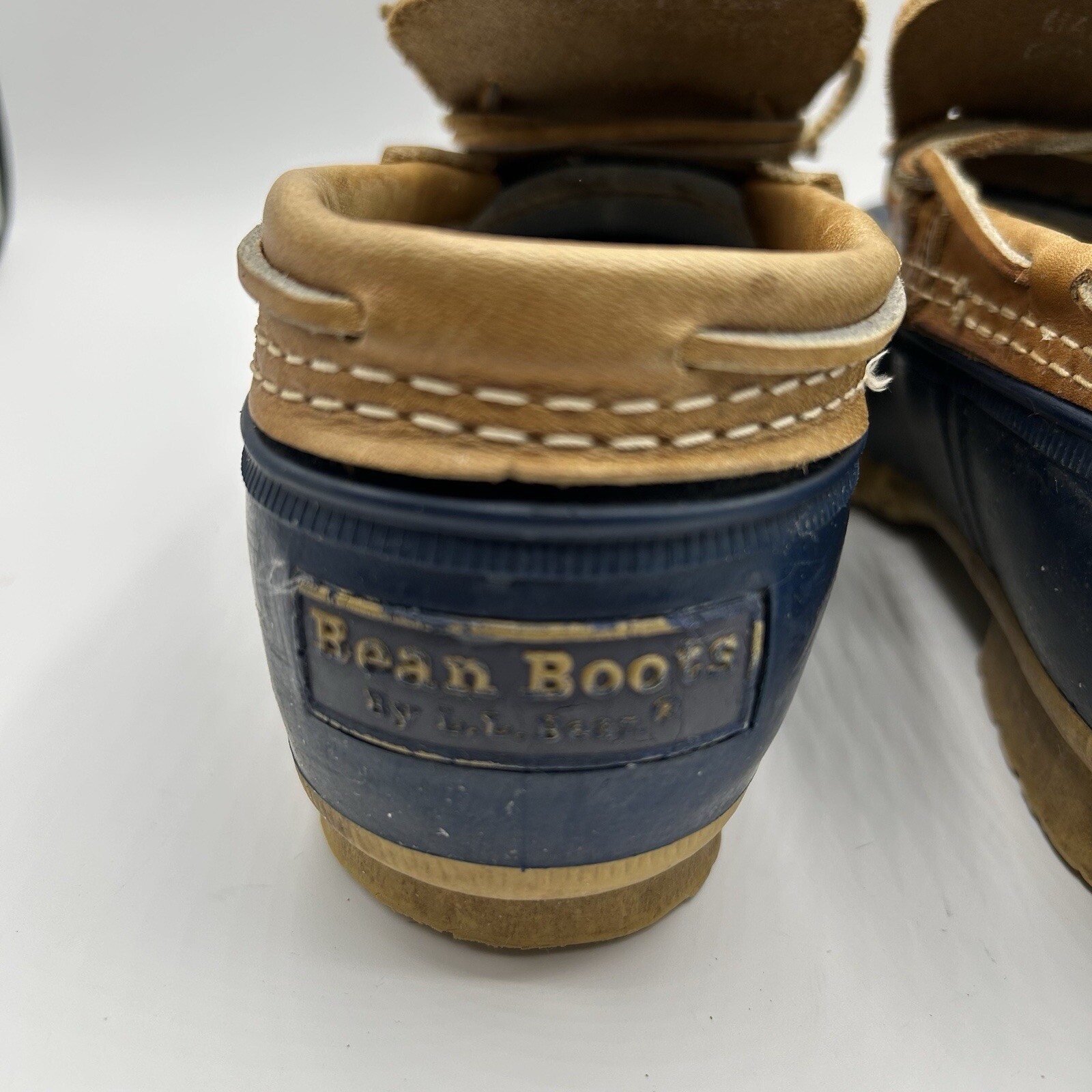 Vintage LL Bean Boot Rubber Mocs Duck Boot Women’s 7 Tan Leather Fisherman