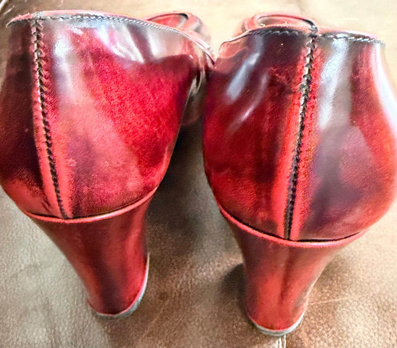 Vintage Via Spiga Red Block Heel Pumps Made in Italy Woman’s Size 8M