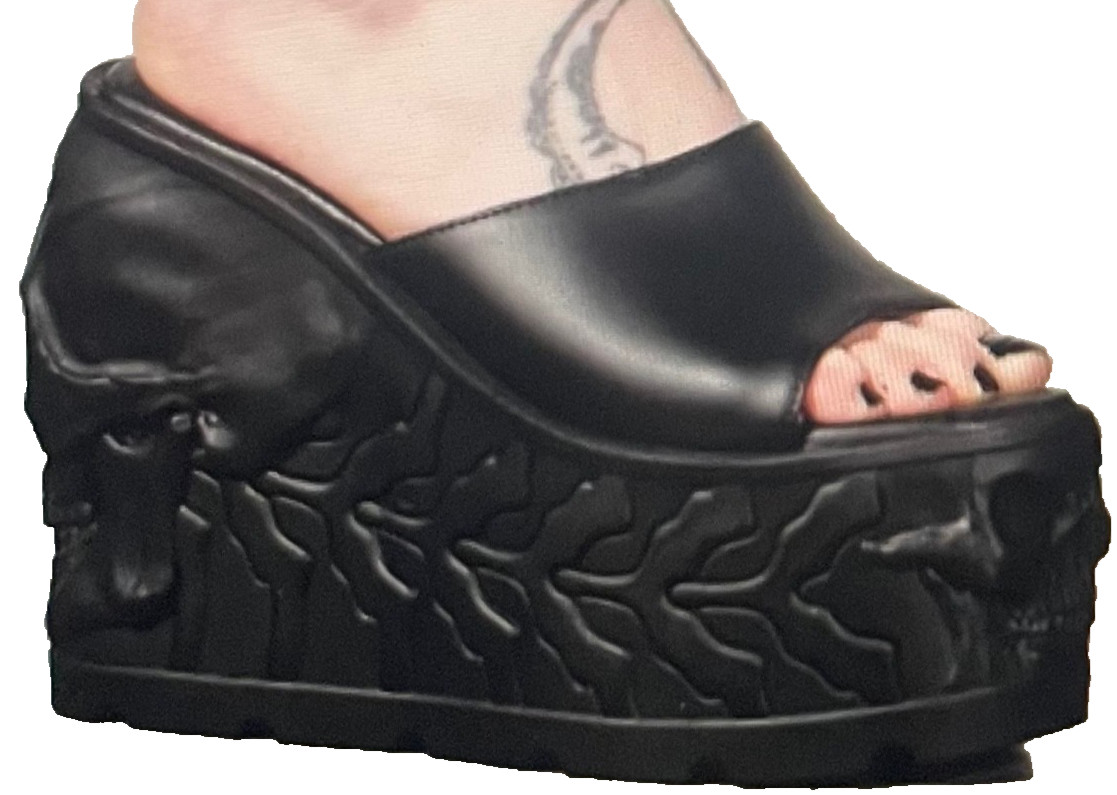 Killstar Doom Platform Skull Bones Slide Sandals Size 10 NIB Goth SOLD OUT