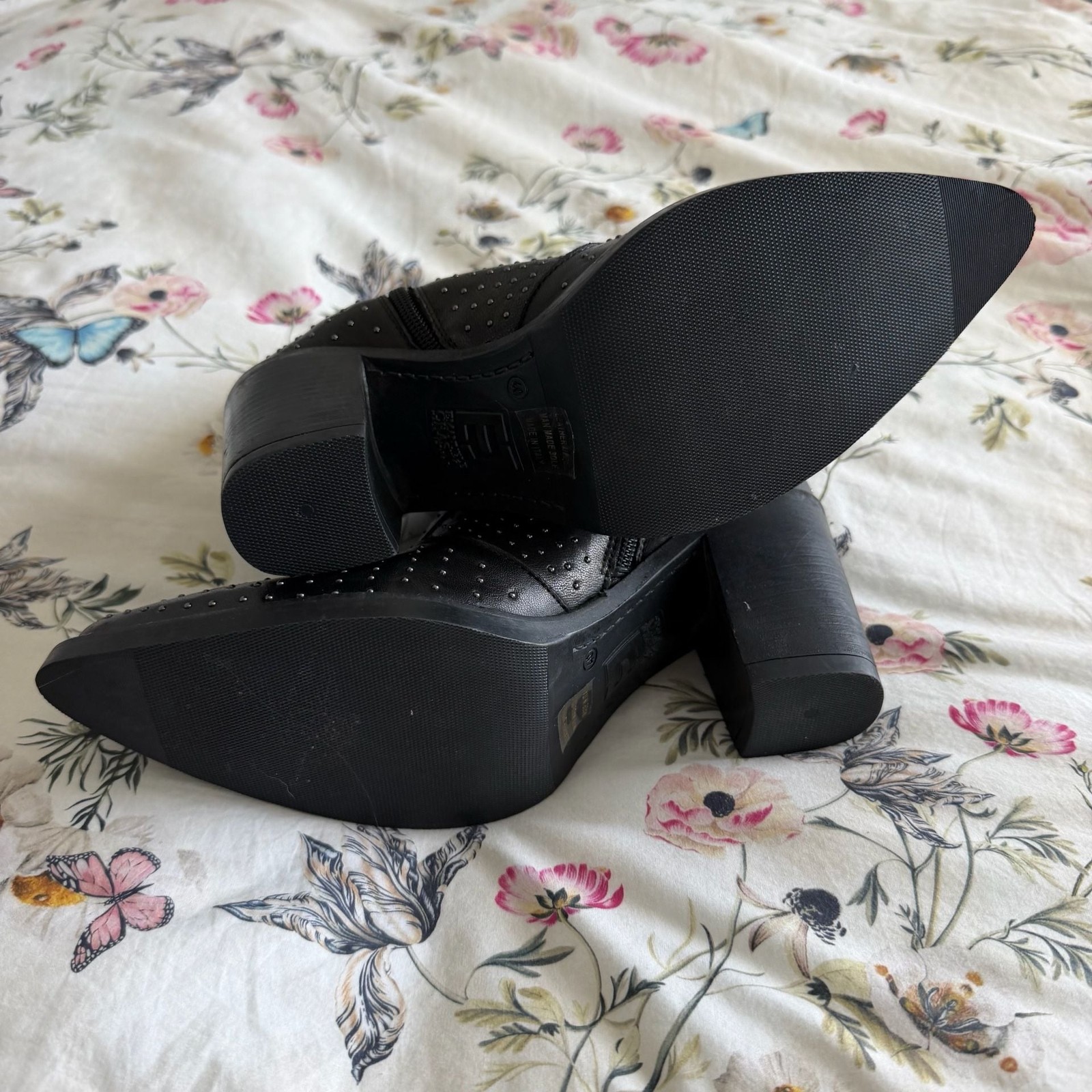 Emanuele Crasto Black Leather Studded Western Ankle Boots