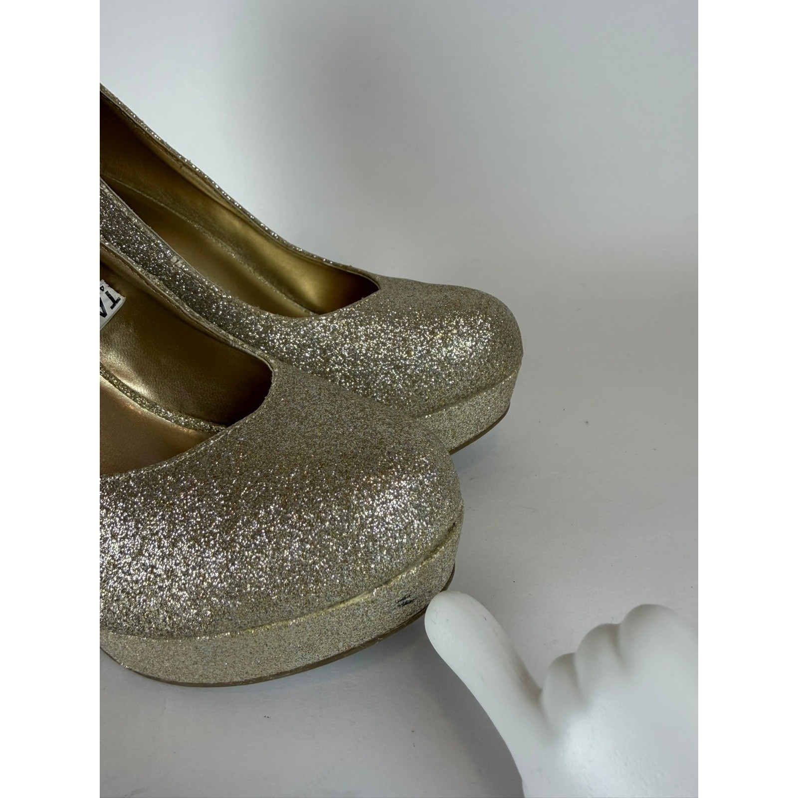 Mossimo Gold Glitter Platform Heels Women Chunky Block Heel Sparkle Size 6