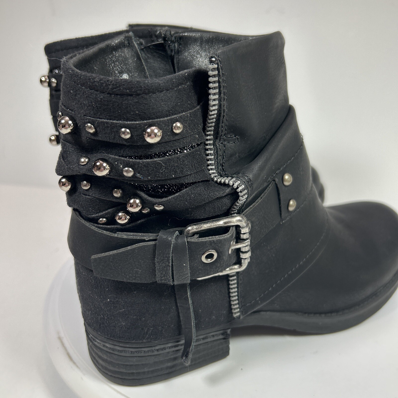 Lala Iaki Black Studded Zipper Ankle Boots
