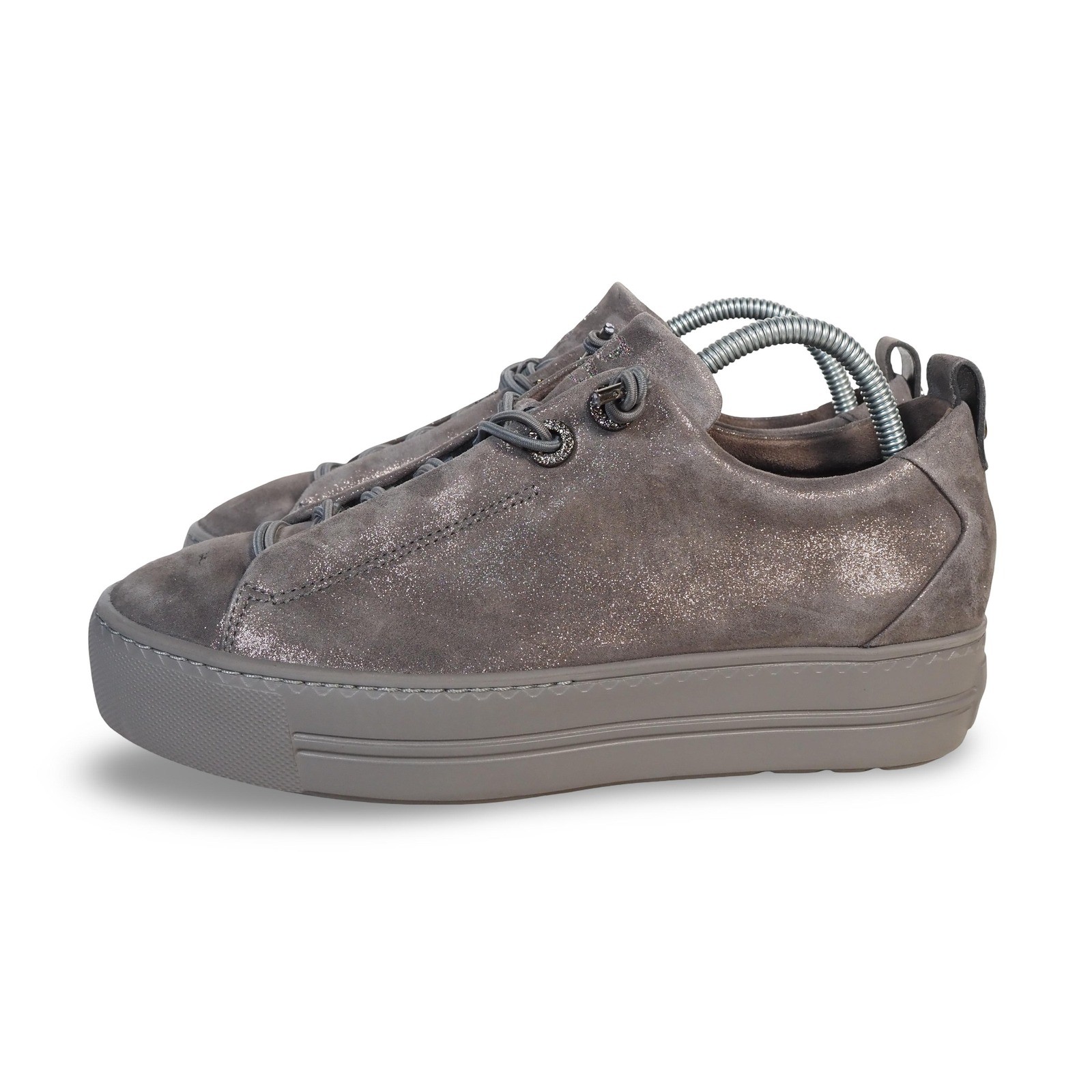 Paul Green Emely Platform Shimmer Sneakers Womens 7 UK 4.5 Iron Grey Metallic