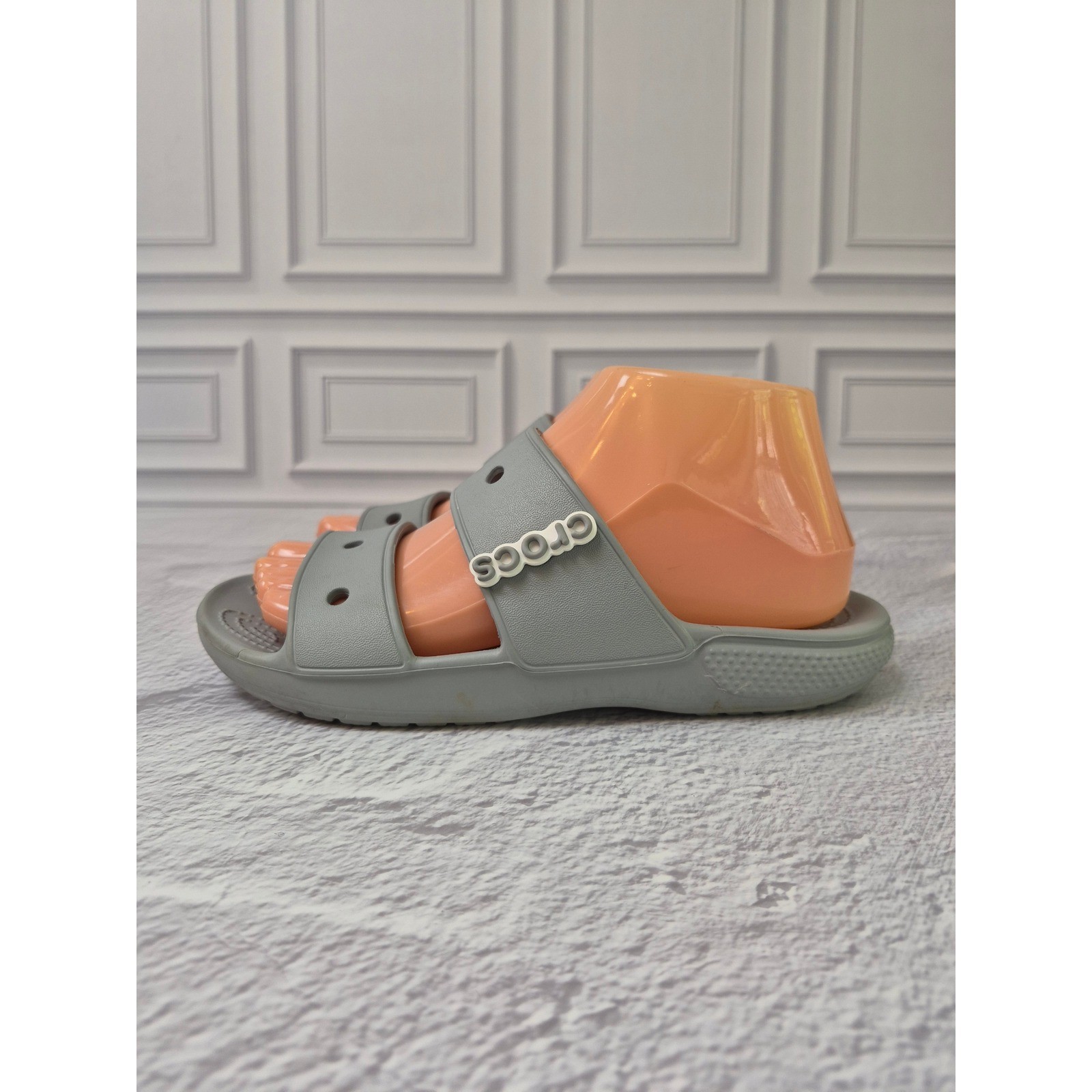 Crocs Classic Sandal Womens 7 Grey Double Strap Slip On Casual Shoes Beach Water