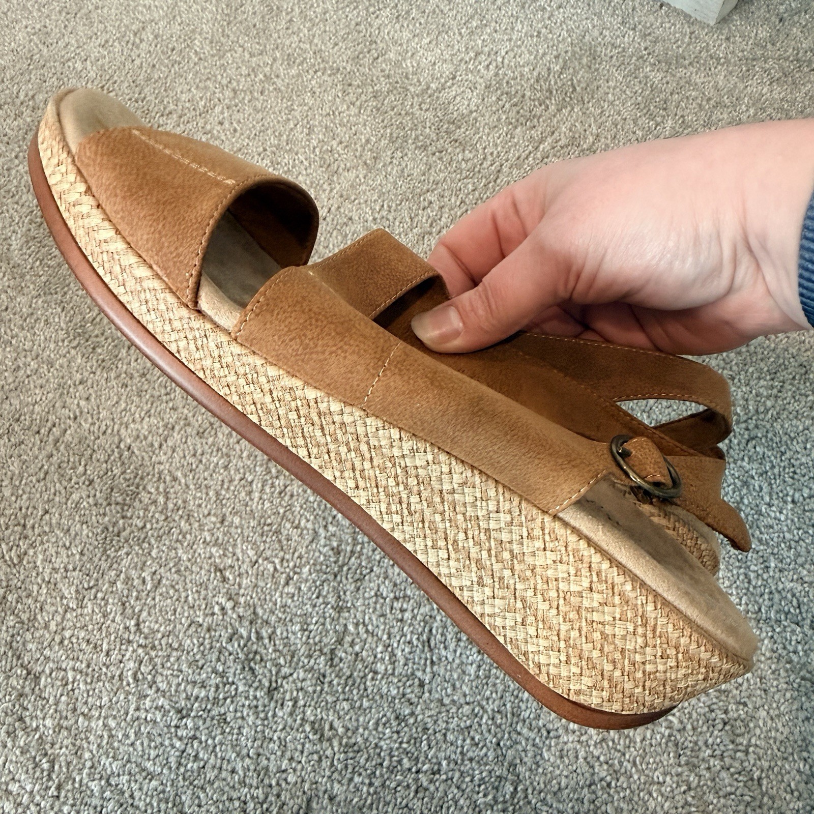 Easy Street Gannett Tan Wedge Sandals Espadrille Slingback 9 Style: 31-1614