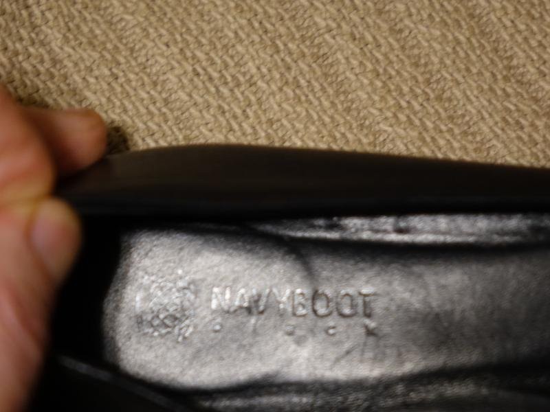 Women navy boot heels black leather 36.5 #B9MY