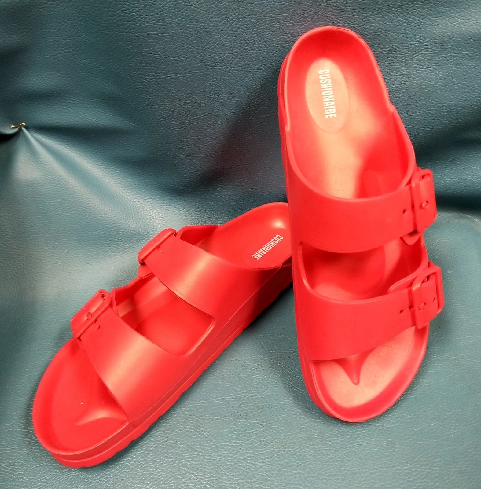 Birkenstock Arizona EVA Foam Cushionaire Red Double Strap Slide Sandals EU 40
