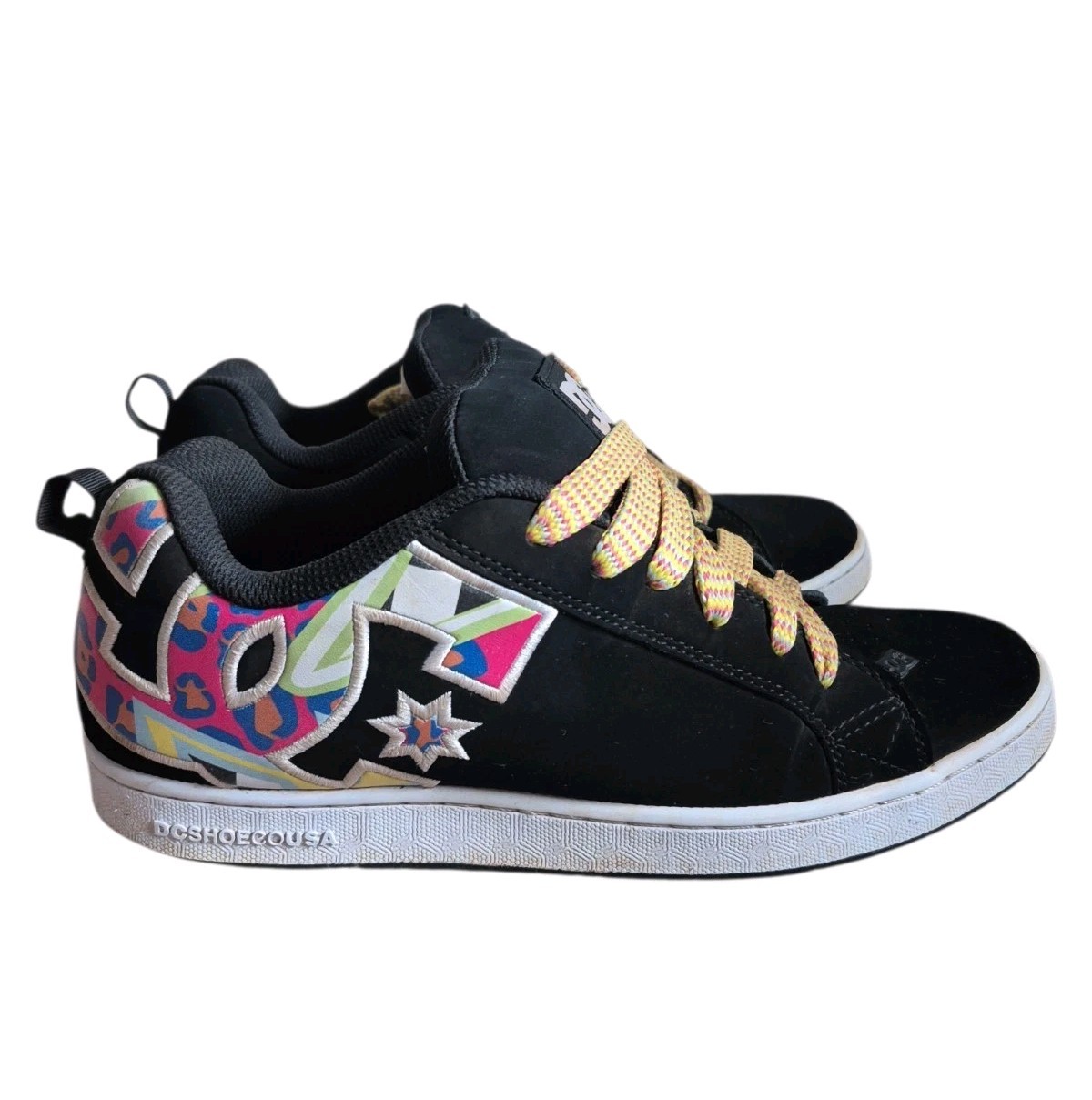 DC Court Graffik Low Top Skate Shoes Black Multi Womens Size 9
