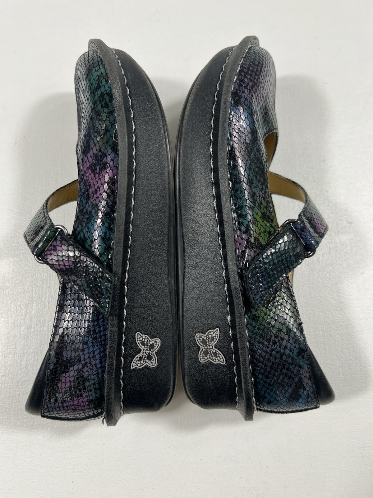 ALEGRIA Womens 6.5 Black Snake Leather Mary Jane Shoes Comfort Nurse Workwear