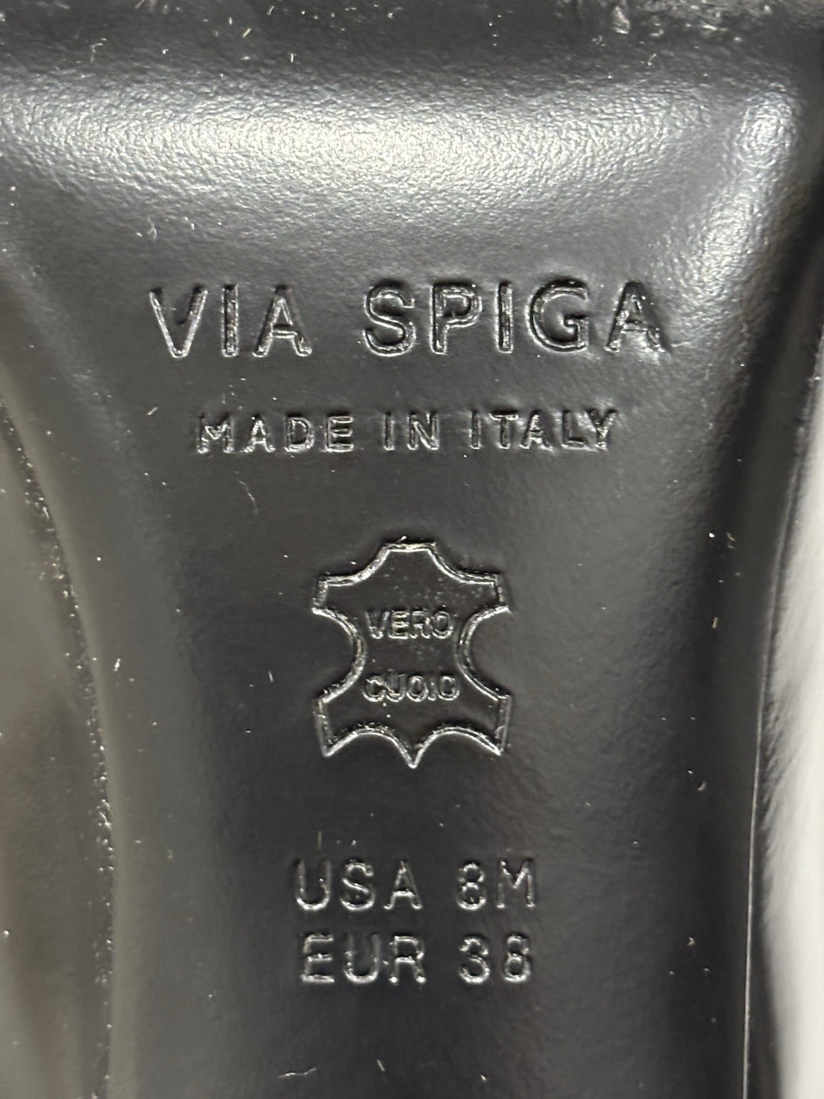 Via Spiga Italy Black Leather Pointed Toe Block Heel Pumps Women’s US 8 EU 38
