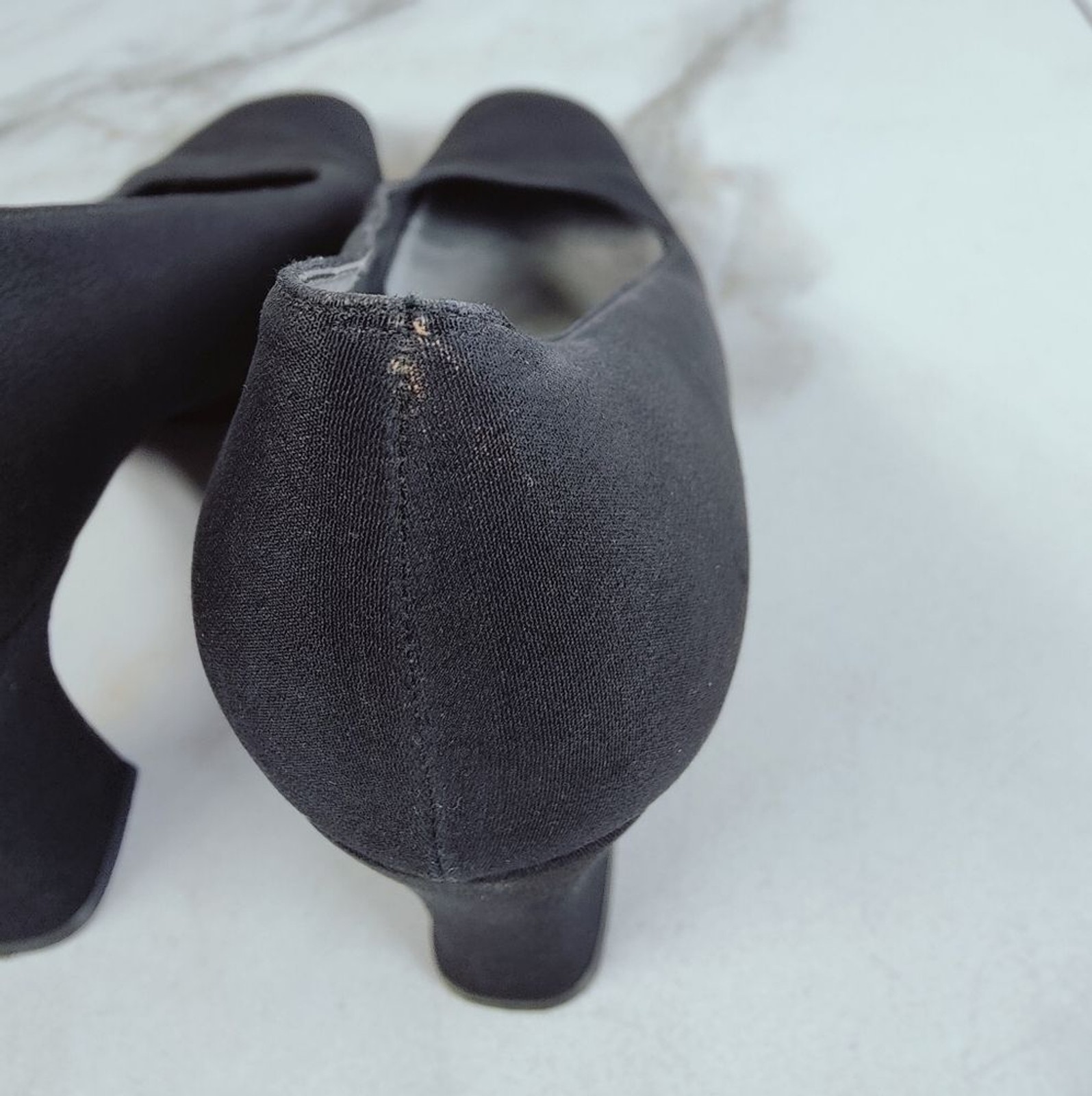 VTG Stuart Weitzman Black Fabric Covered Round Toe Pumps, Sz 10