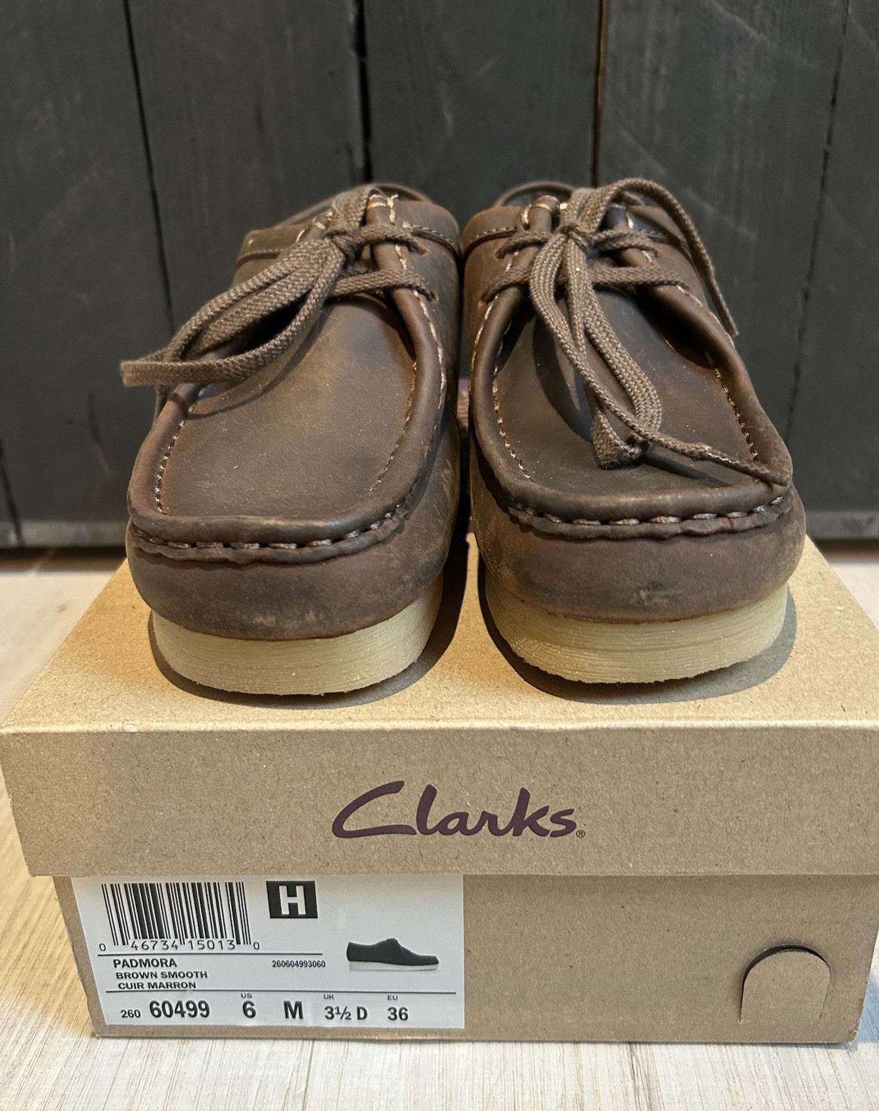 Clarks Padmora Brown Leather Derby Lace Up Women Casual Shoes US 6 UK 3.5 EU 36