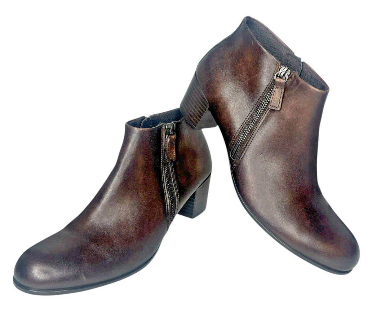 ECCO SHAPE M35 Zip Cocoa Brown Leather Ankle Boot Women’s Sz EU41/US10-10.5