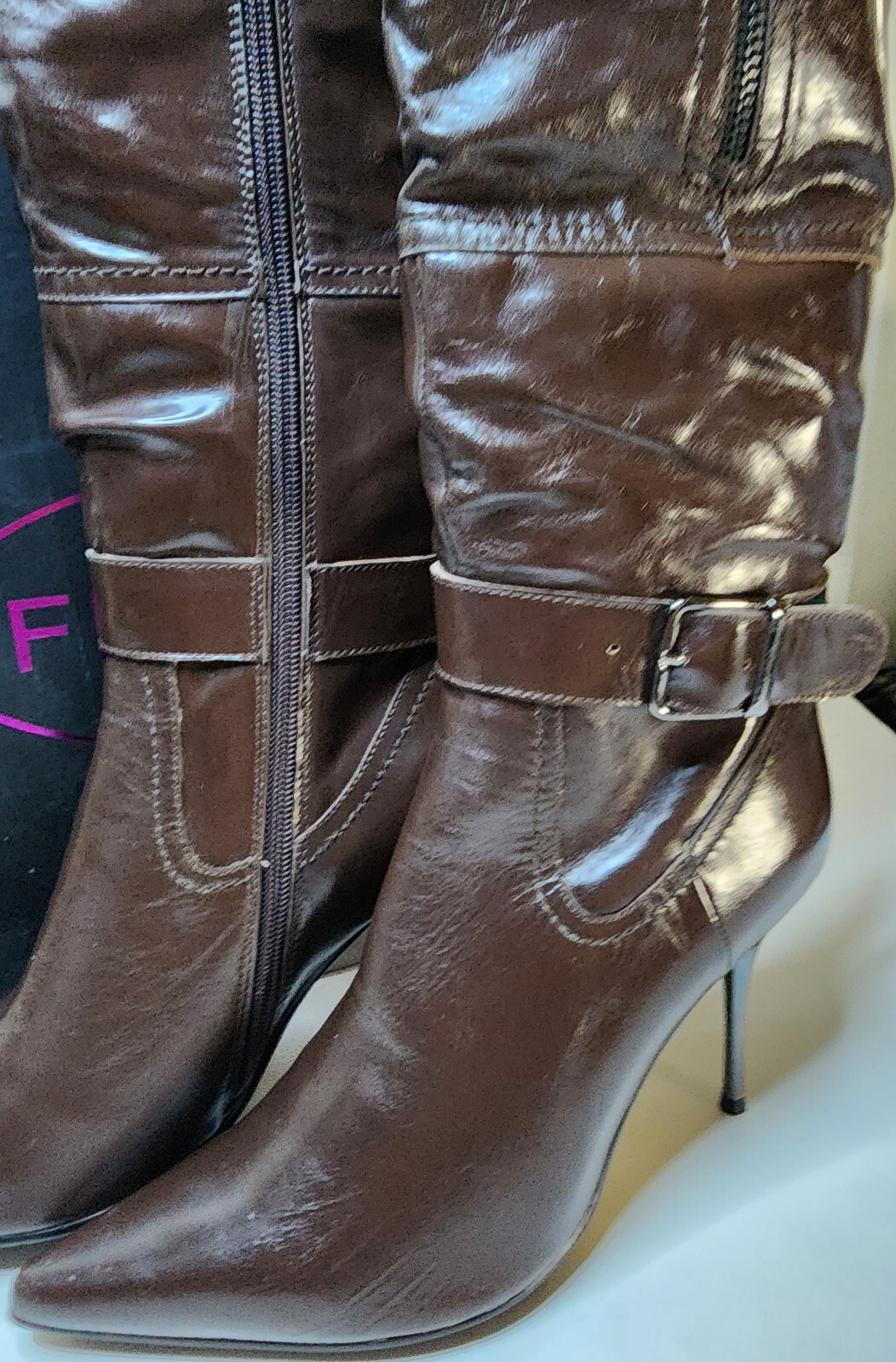 Firenze Women’s Leather Brown Knee-Height Boots Euro Size 36 US 5 3/4 with Box