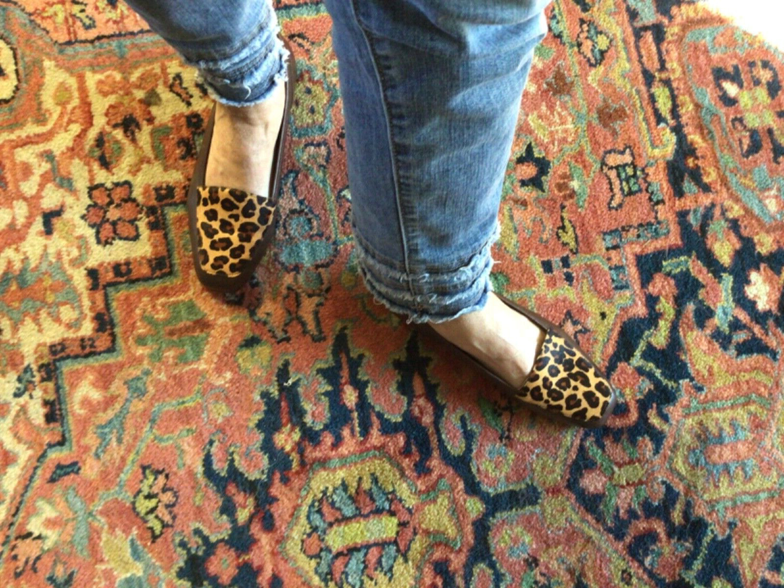 Enzo Angiolini Black and Leopard Print Flats Women’s Slip Ons Sz 8 EUC