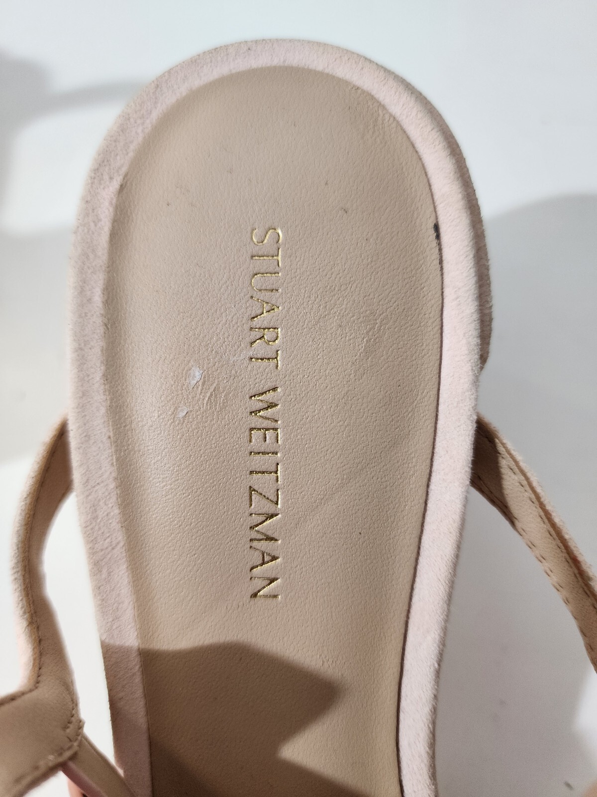 Stuart Weitzman Twistie Pink Suede Block Heels Ankle Strap Sandals Women’s Sz 7