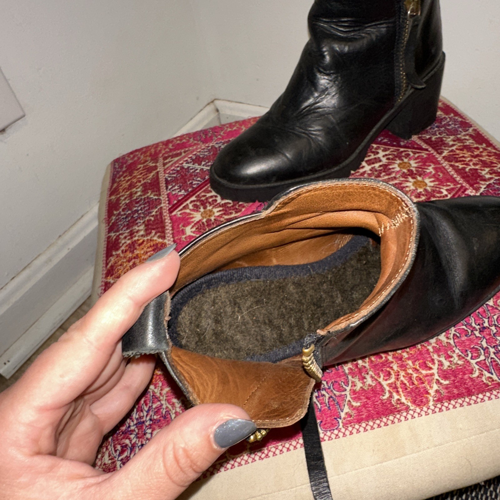 H5 Bimba Y Lola Women 36 (US 5) Black Leather Zip Chukka Lug Ankle Boots Spain