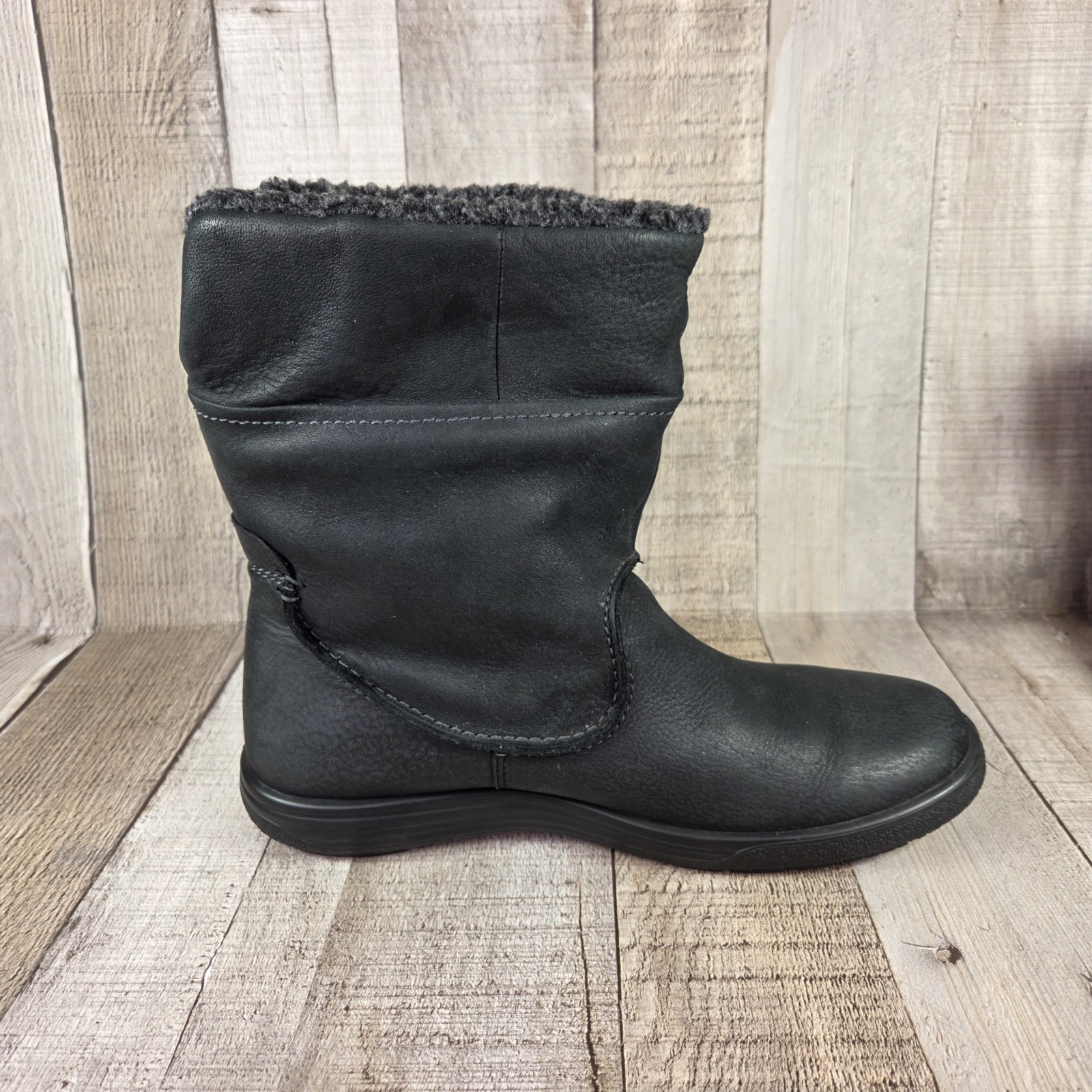 Ecco Chase II GTX Mid Black Boots Gore-Tex Nubuck Leather Women’s EU 37 US 6