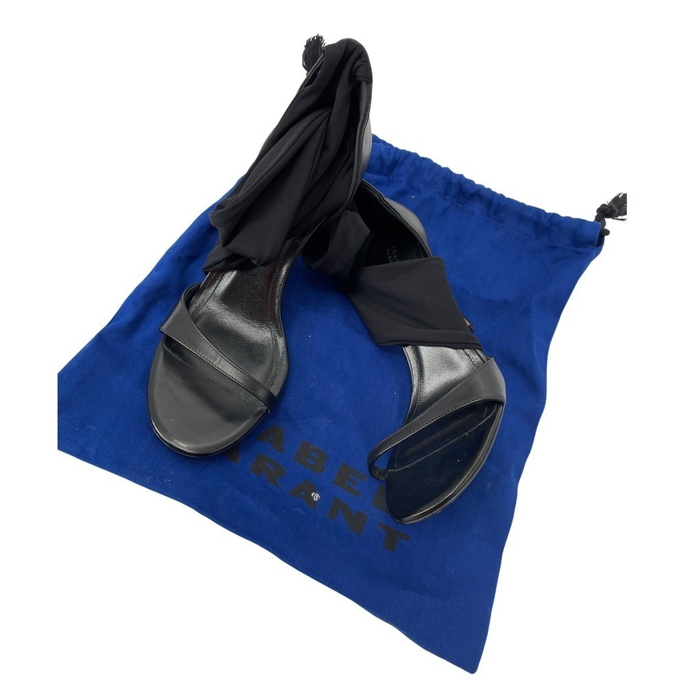 Isabel Marant Ankle Wrap Sandals EU 39 Black Excellent Leather Strappy Heels
