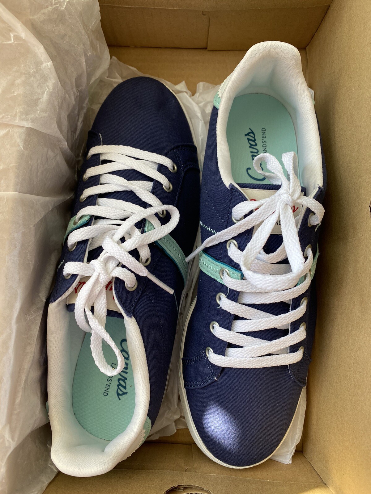 lands end canvas casual sneakers/7B/deep sea/new