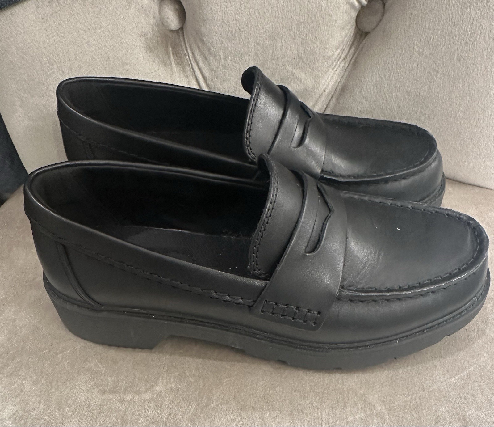 Sperry Womens 6 Wells Penny Loafers Black Lug Chunky Sole 90s Preppy College NEW