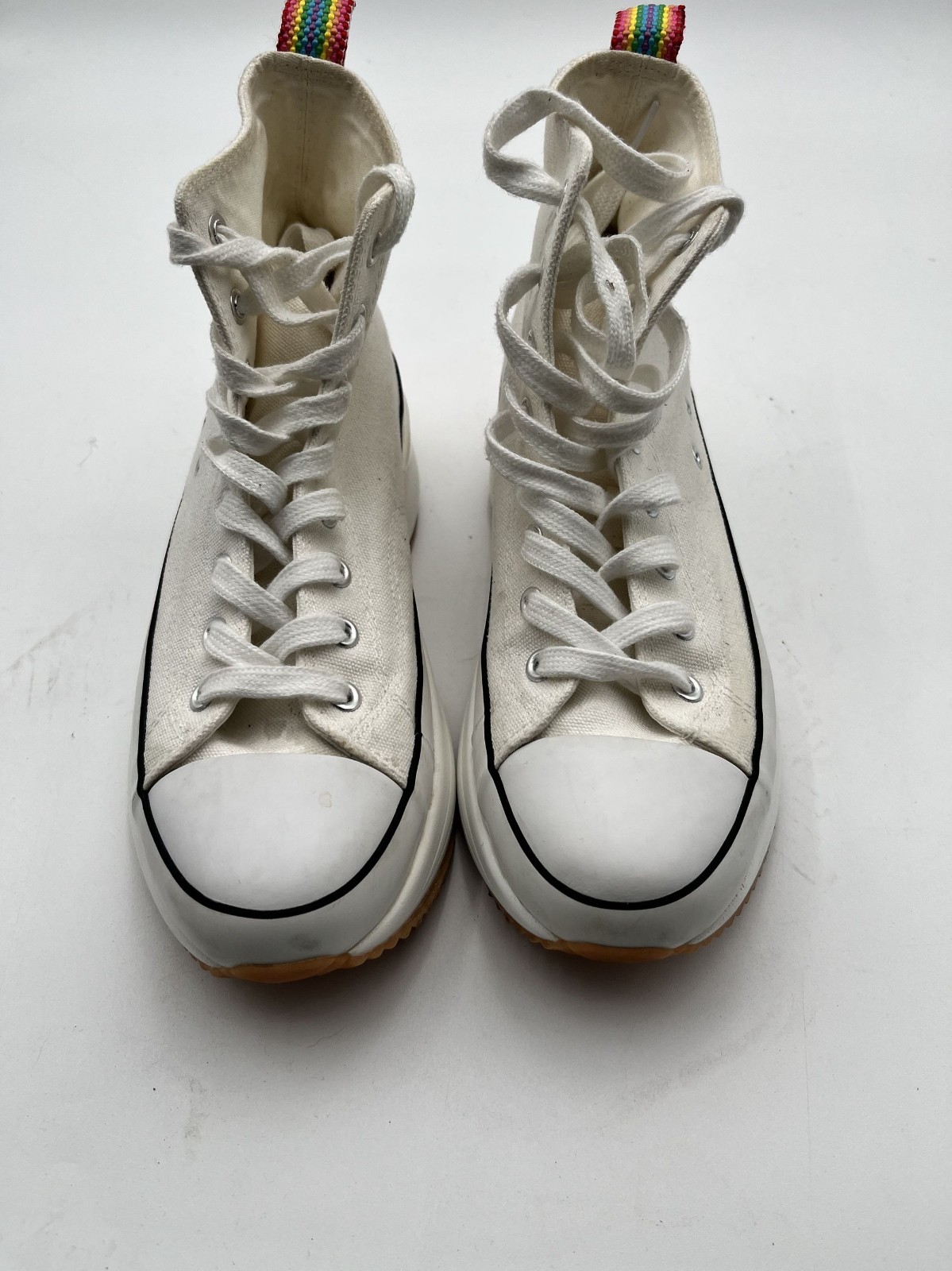 Madden Girl White High-Top Platform Sneakers With Rainbow Pull Tab Size 8