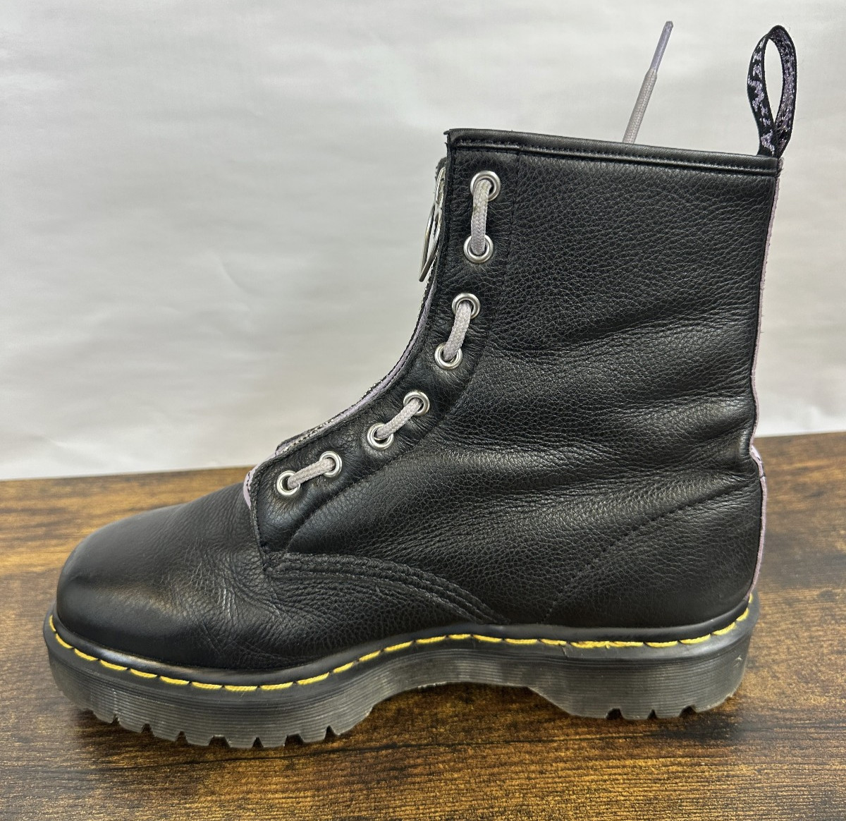 Dr Martens 1460 Zip Heart Black Purple Lace up Combat Boots Goth Punk Grunge 10
