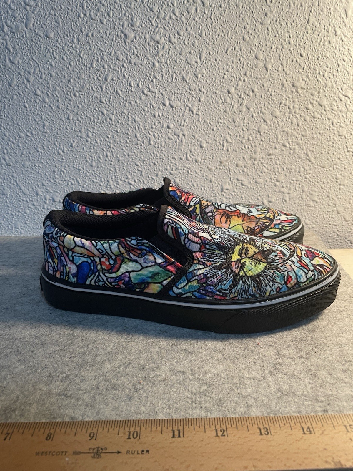 Yes We Vibe Women’s Slip-On Canvas Shoes Multicolor Graphic ⭐️🌖 Print Black 9