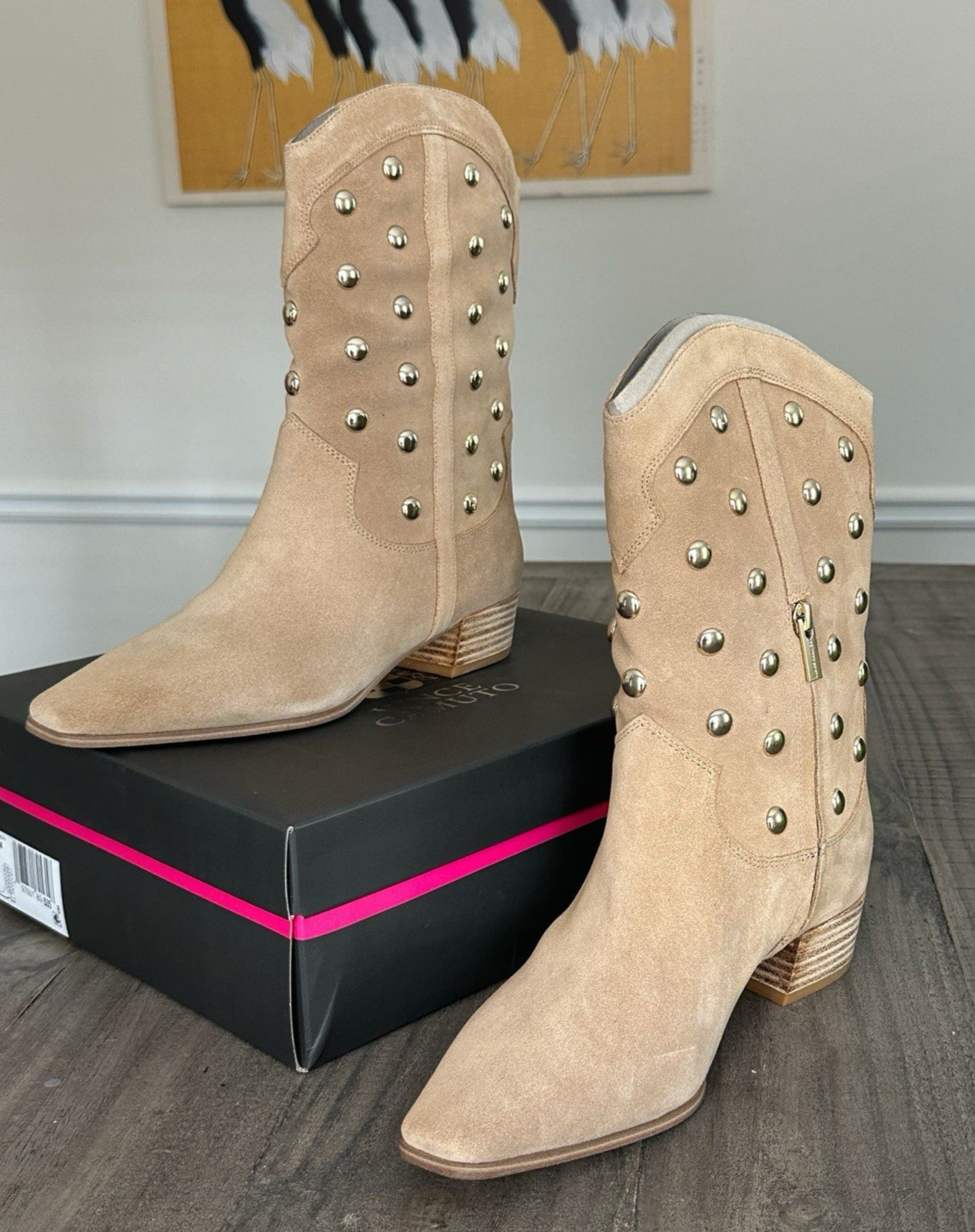 Vince Camuto Women’s Prilie Studded Bootie US 10M Tortilla color