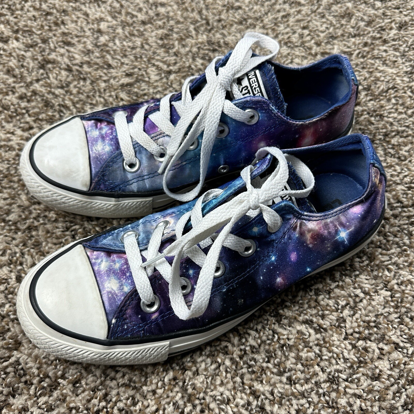 Converse All Star Low Top Satin Galaxy Womens (6) Mens (4) Purple Blue Sneaker