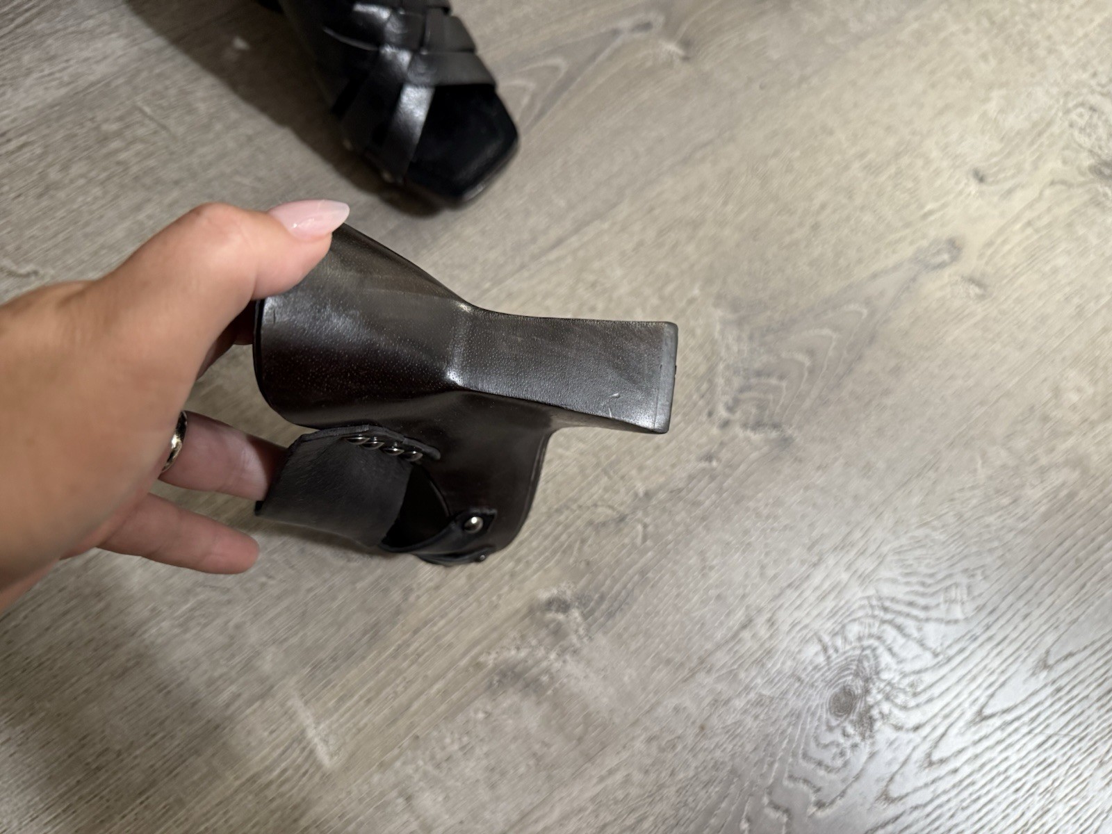 Michelle K Made In Brazil Back Open Toe Rare Wedge Sandals 7.5 Leather