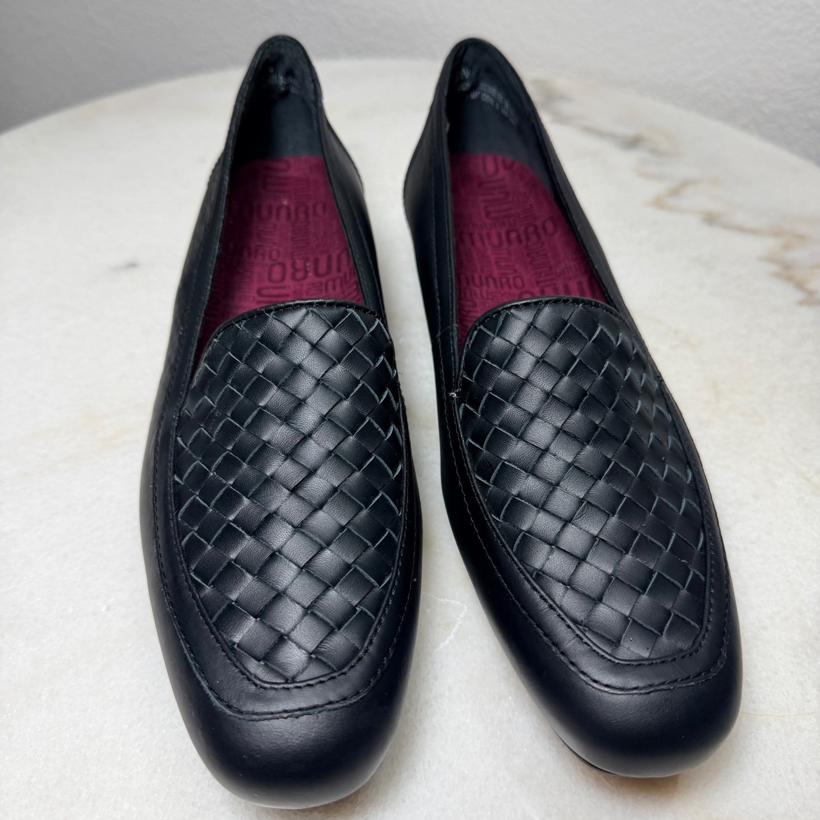 Munro Karter Black Leather Woven Loafers Flats Womens 10N M171981