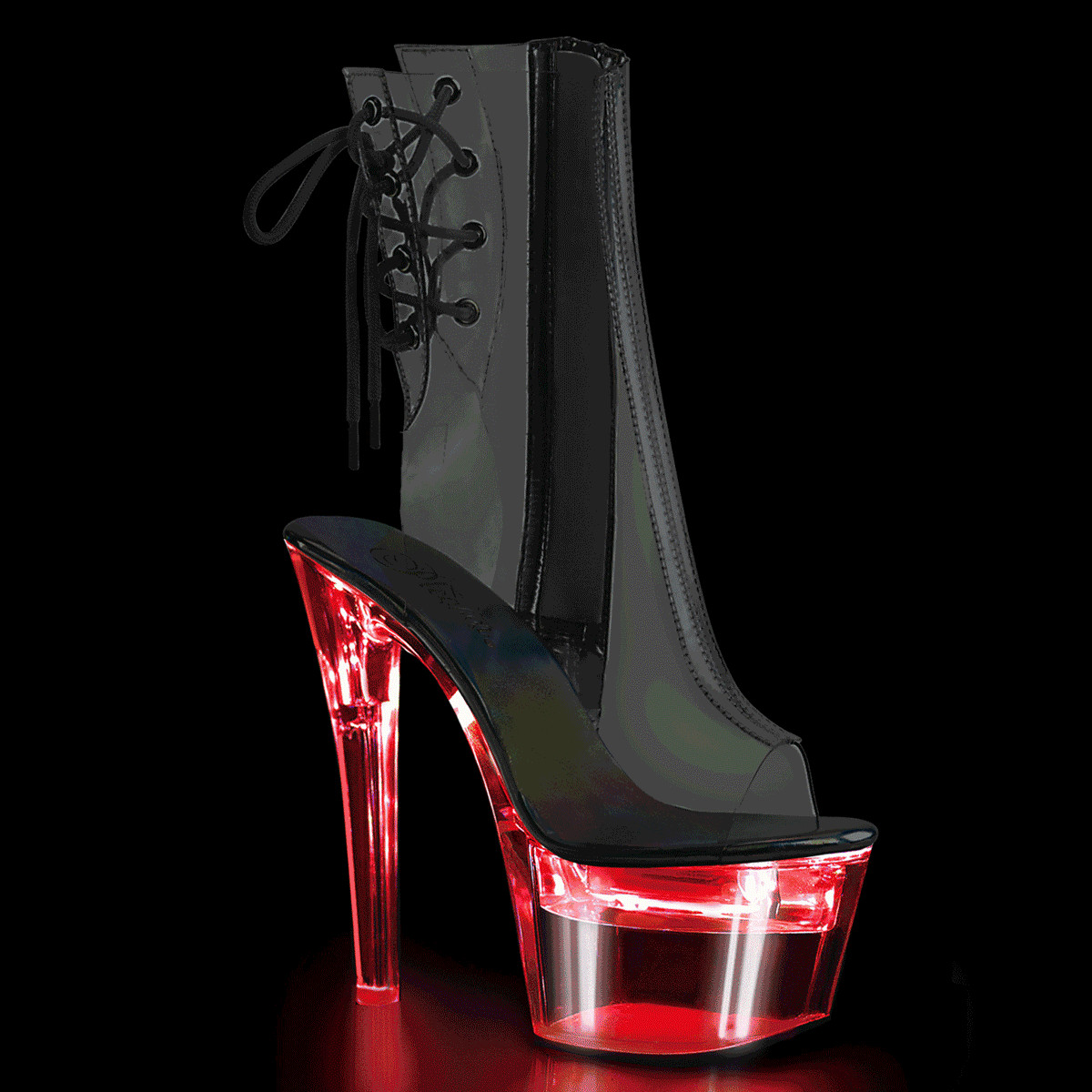 PLEASER FLASHDANCE-1018C-7 Women’s 7″ Heel Platform LED Illuminated Ankle Boots