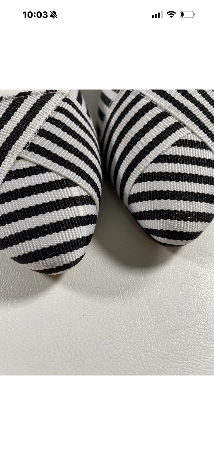 Talbots Womens Shoes Size 7.5 M Flats White Black Edison Ribbons Striped New Box