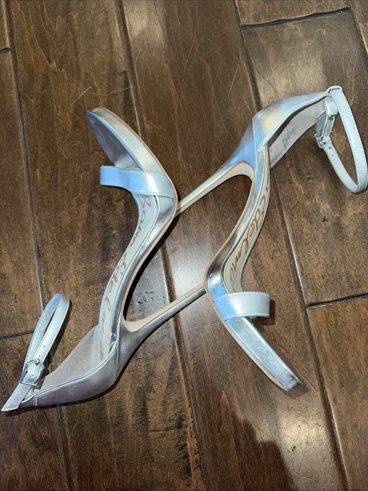 SAM EDELMAN Eleanor Ankle Strap High Heel Sandals Silver Size 9