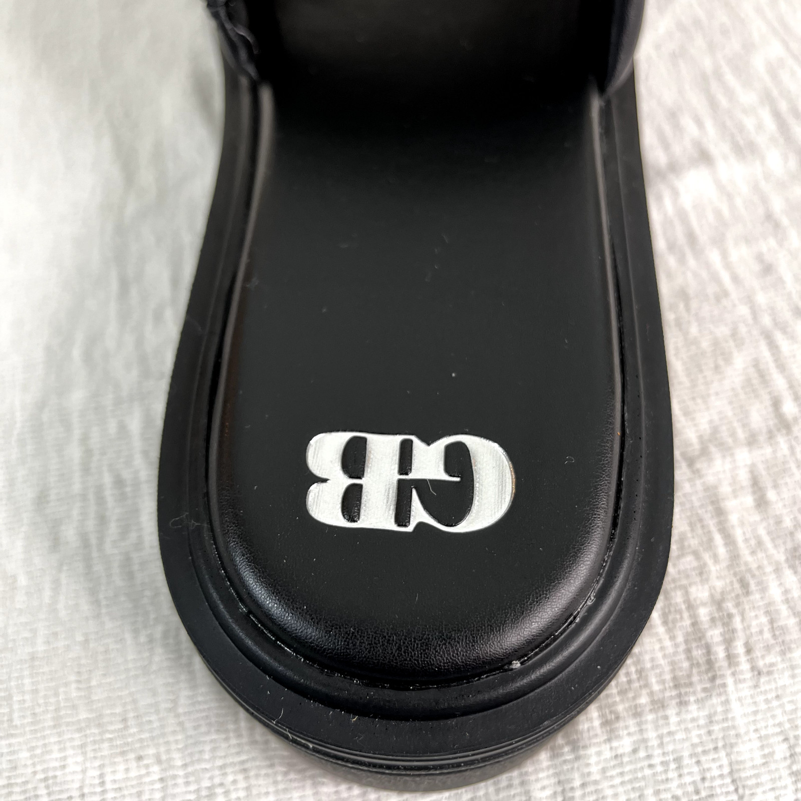 Leather Black Padded Lug Sole Platform Slide Sz 10 Womens Chunky Punk Grunge NEW