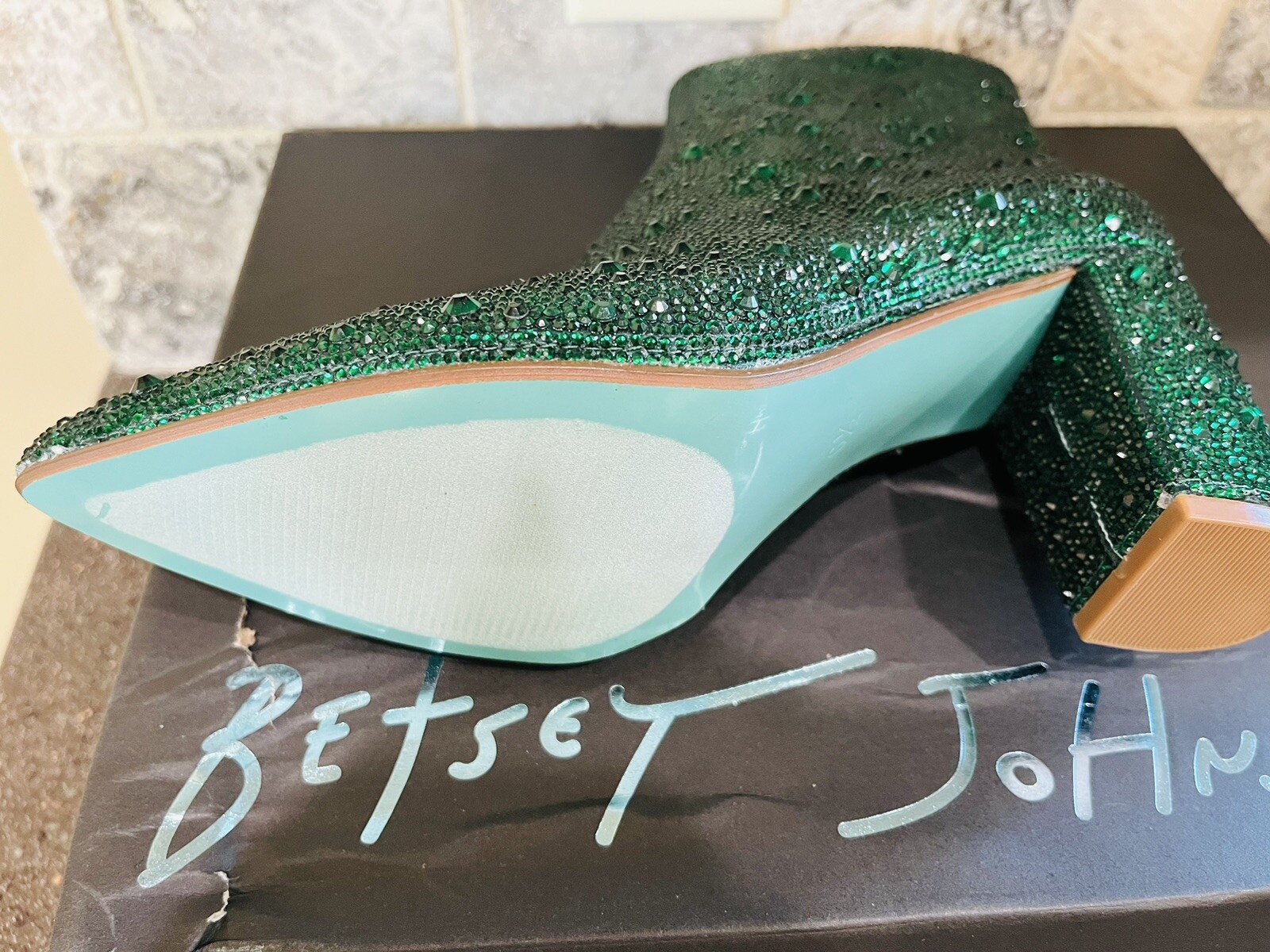Betsey Johnson NWB Emerald Green Cady 373065 Rhinestone Boots Size 6.5
