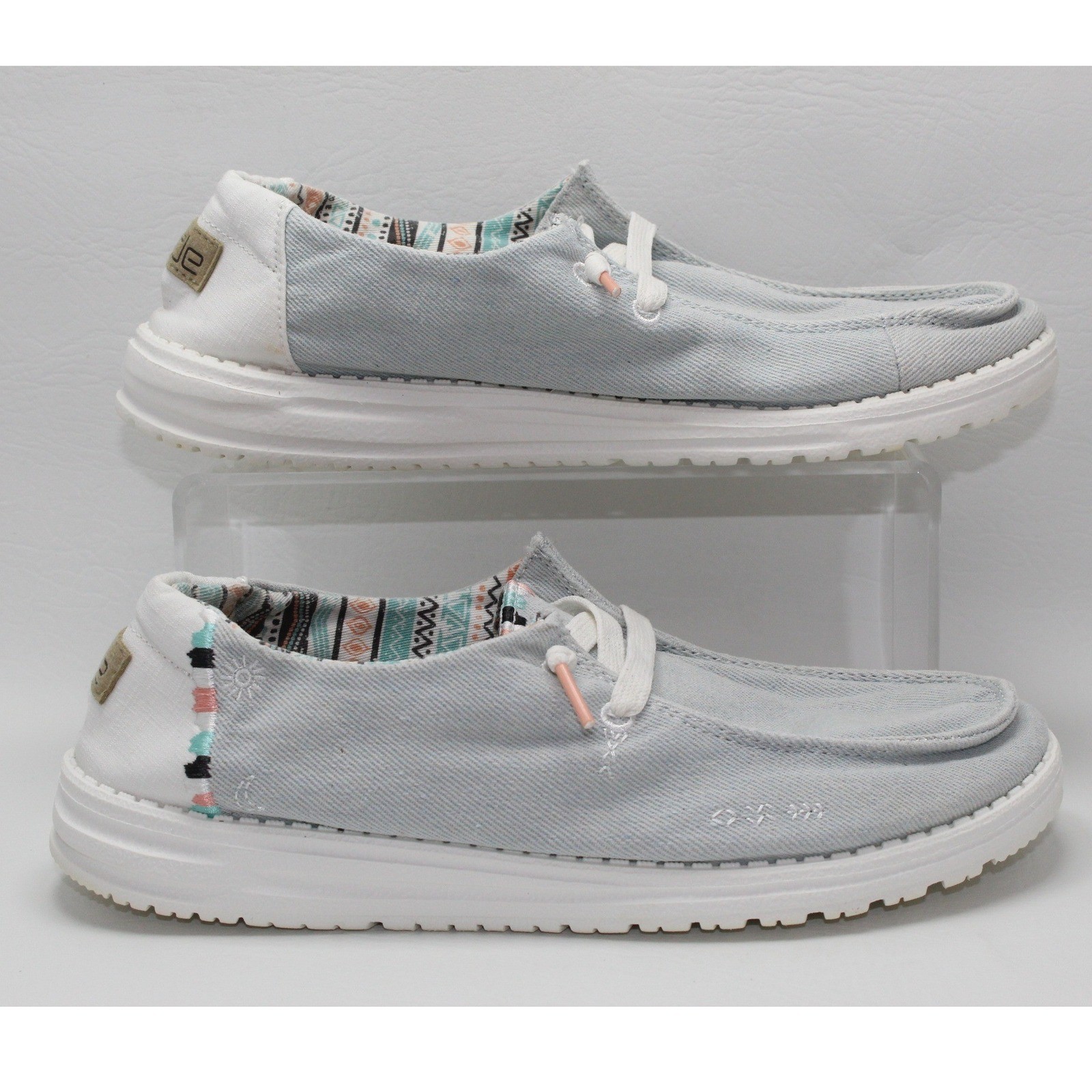Hey Dude Wendy Boho Light Denim Blue Loafers Womens 8 Slip On Shoes 121412412